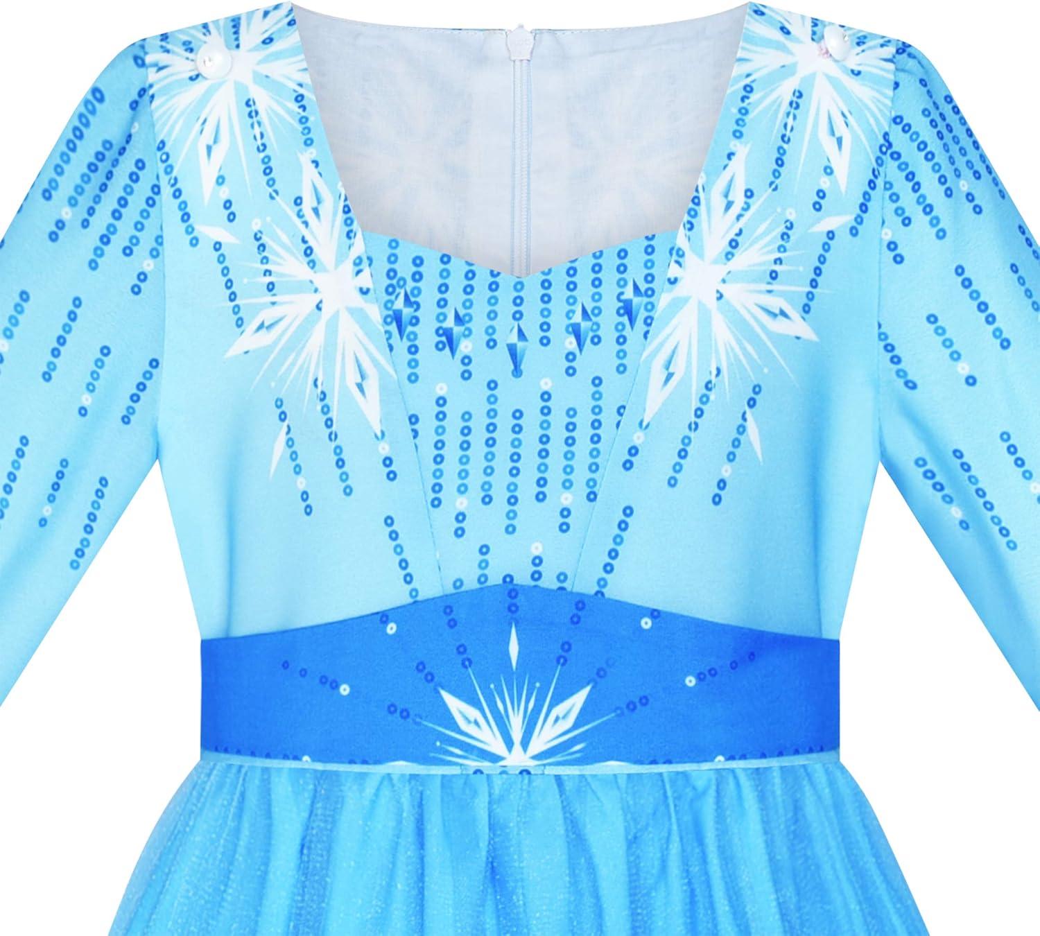 imageGirls Dress Snow Queen Ice Snowflake Crown Wand Princess Costume Size 8