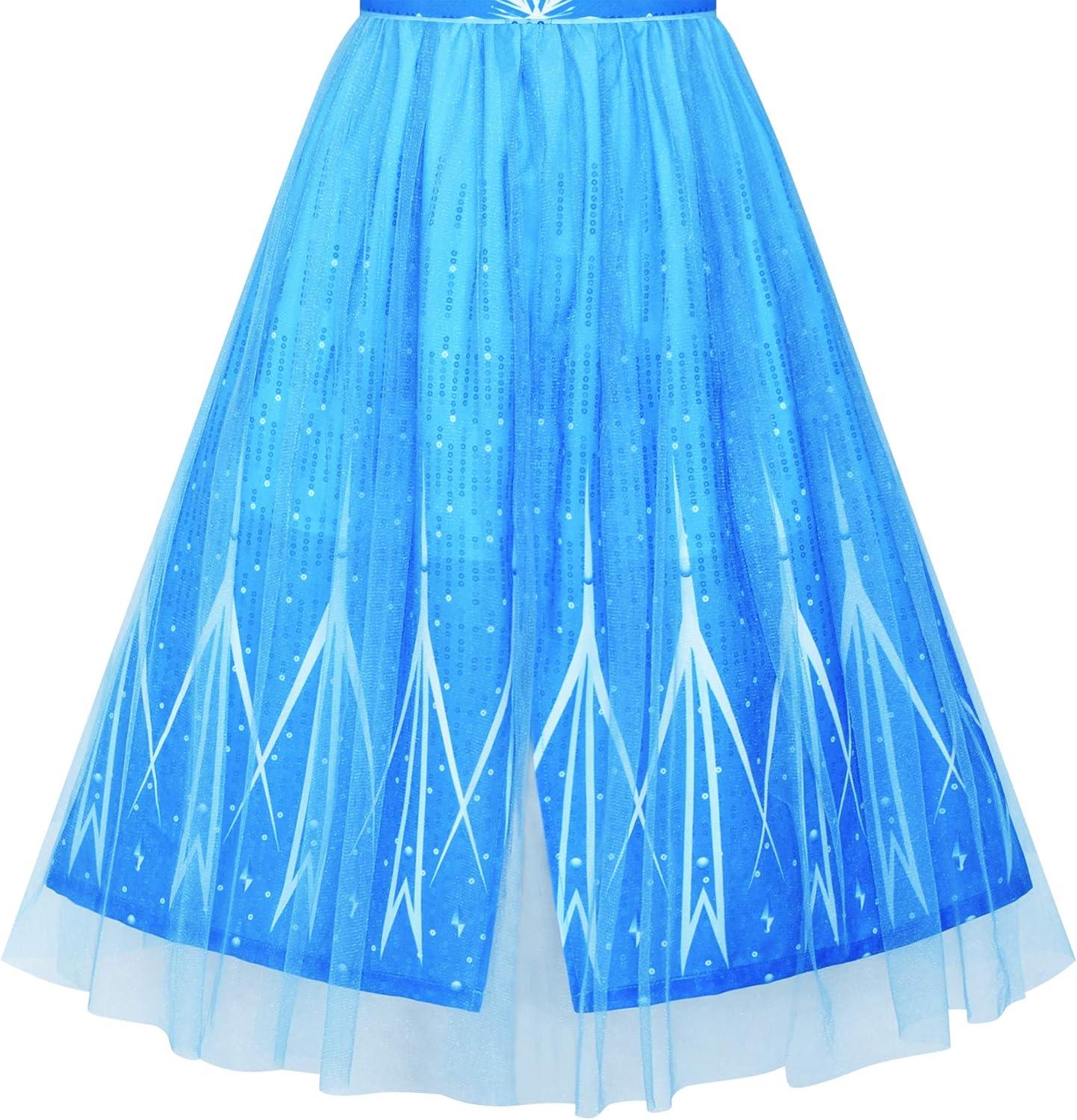 imageGirls Dress Snow Queen Ice Snowflake Crown Wand Princess Costume Size 8