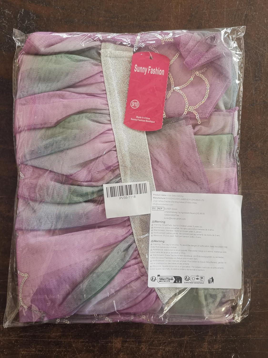 imageGirls Skirt Mermaid Scales Sequins Sparkling Tutu Dancing Size 910