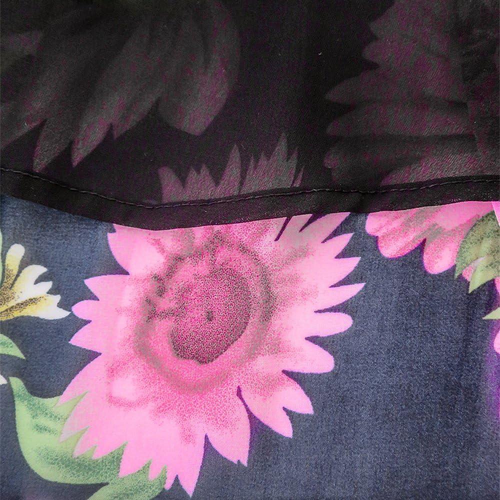 imageSunny Fashion Girls Dress Chiffon Sunflower Ruffle Cold Shoulder Maxi Dress