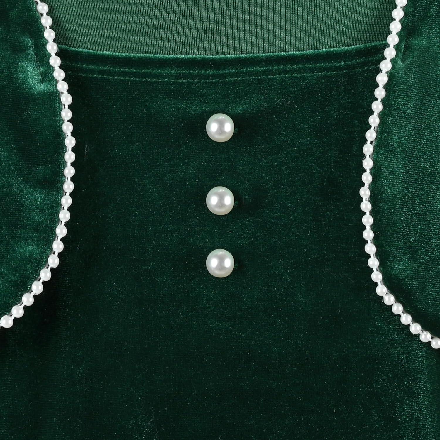 imageSunny Fashion Girls Dress Christmas Hat Red Velvet Long Sleeve Holiday Size 414Green Velvet