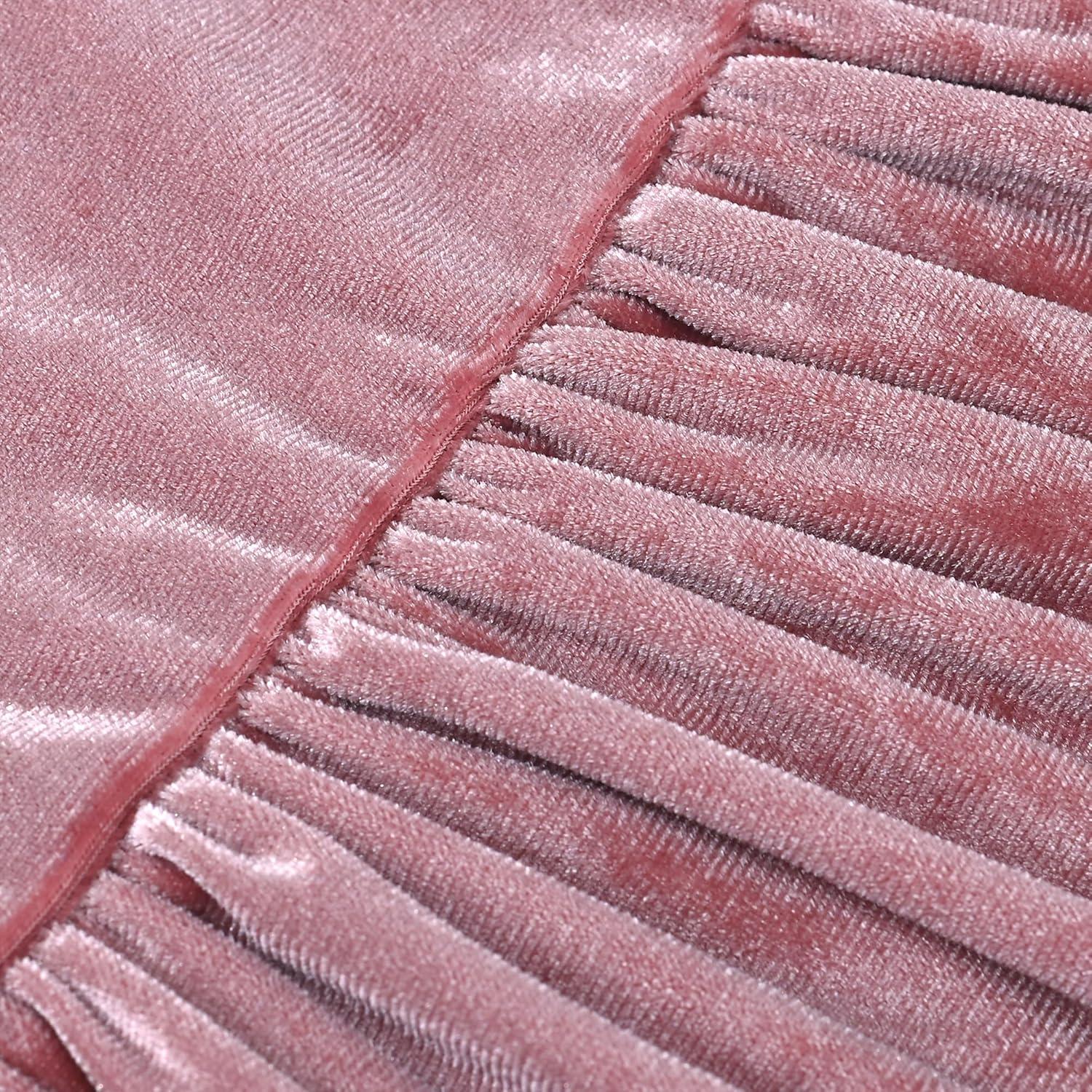 imageSunny Fashion Girls Dress Christmas Hat Red Velvet Long Sleeve Holiday Size 414Salmon Pink Velvet