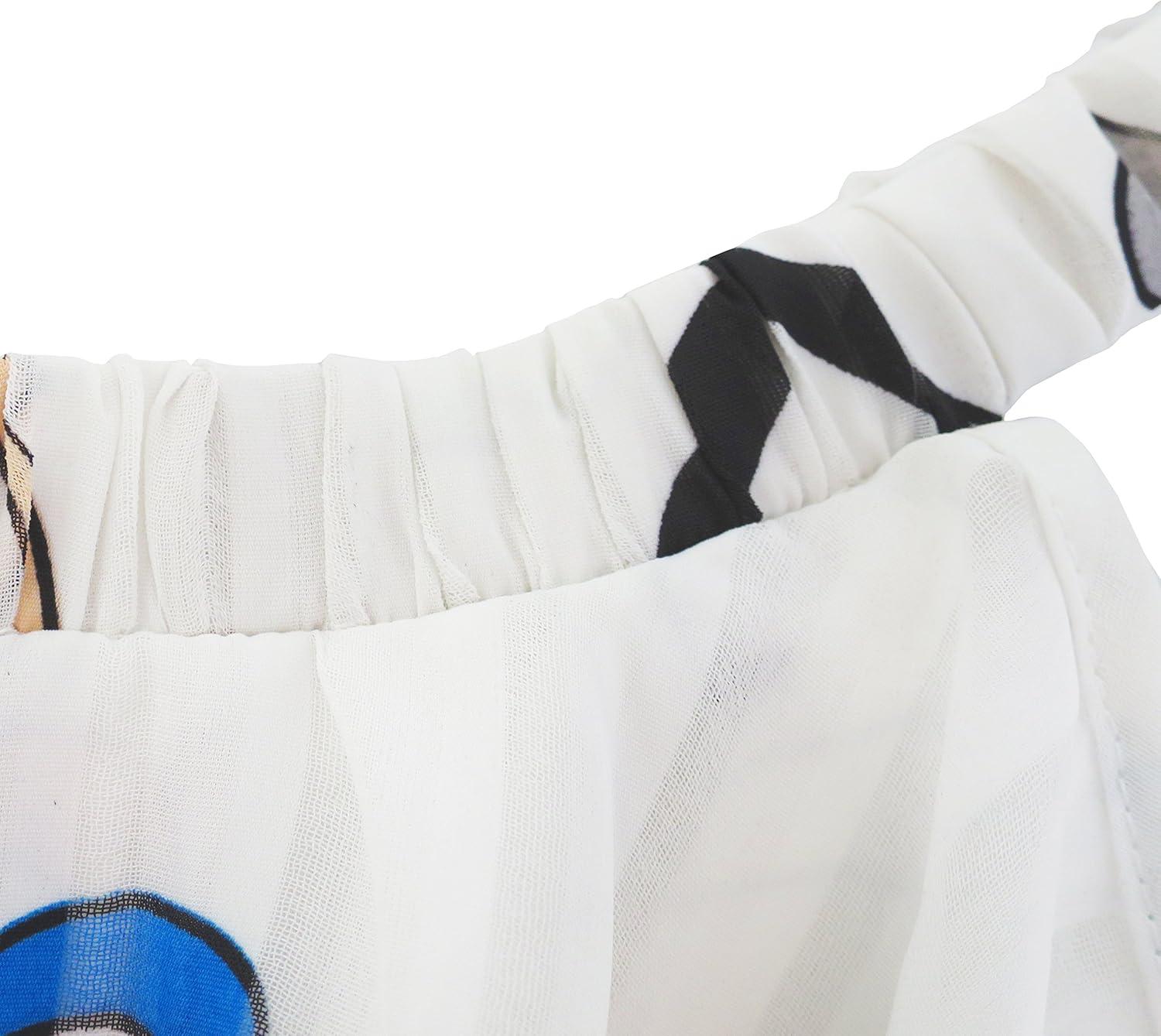 imageSunny Fashion Girls Dress Colorful Heart Print Cold Shoulder Party Dress