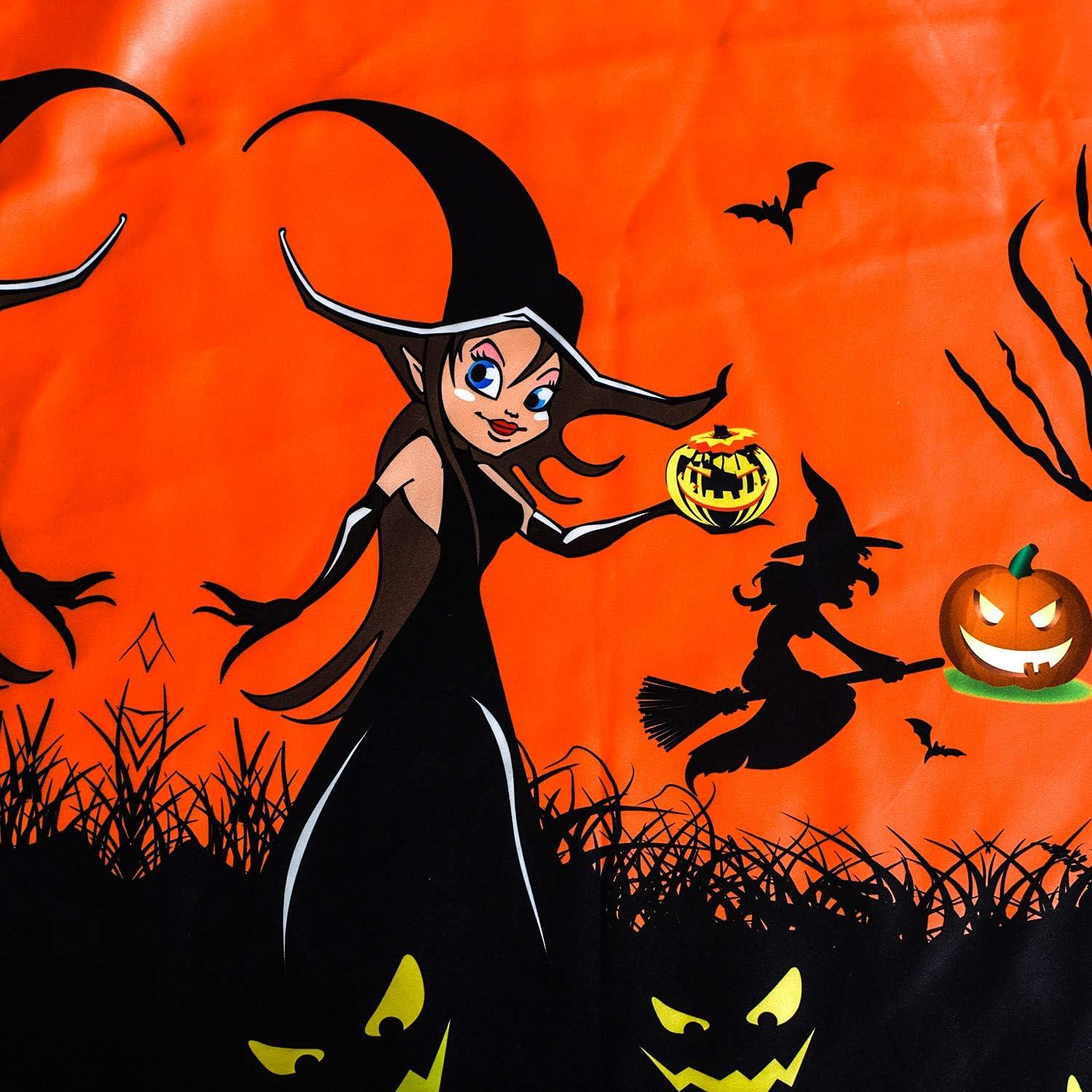 imageSunny Fashion Girls Dress Halloween Party Witch Bat Pumpkin Halter DressOrange