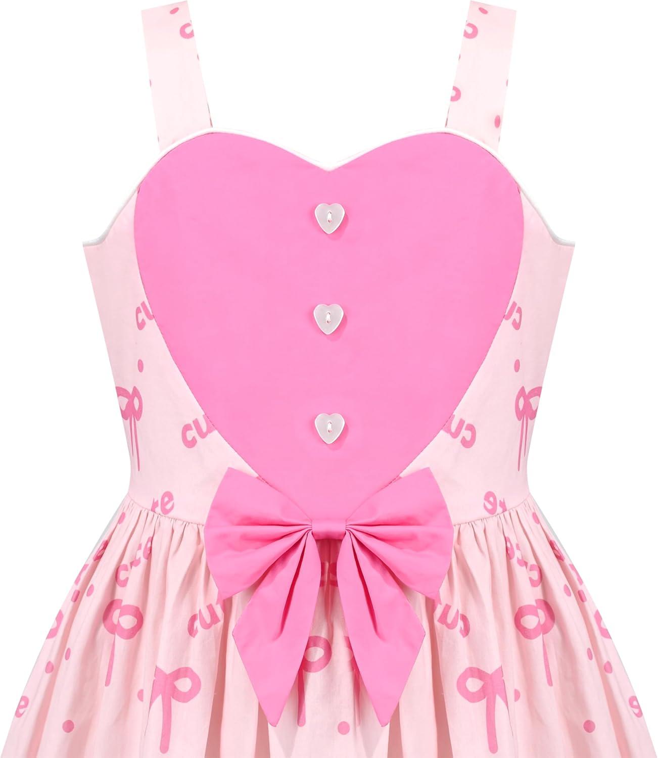 imageSunny Fashion Girls Dress Heart Print PinkLight Pink Heart