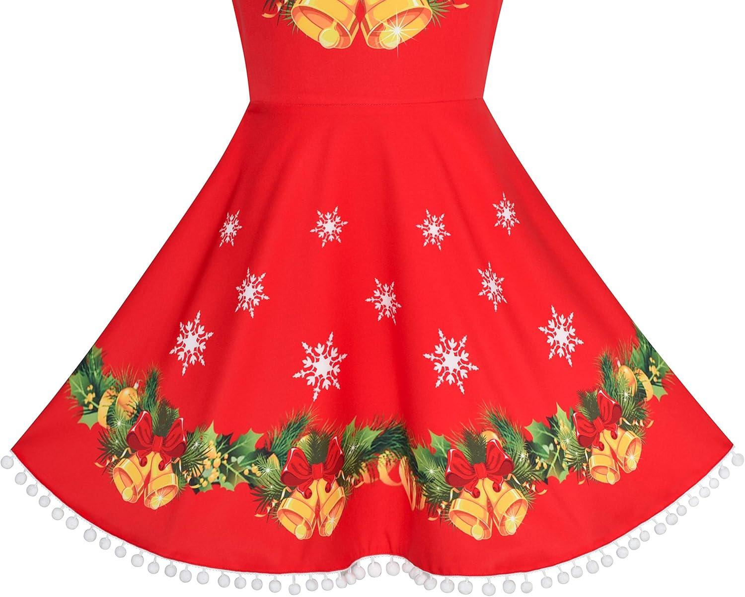 imageSunny Fashion Girls Dress Jingle Bell Red Cape Cloak Christmas New YearJingle Bell Red