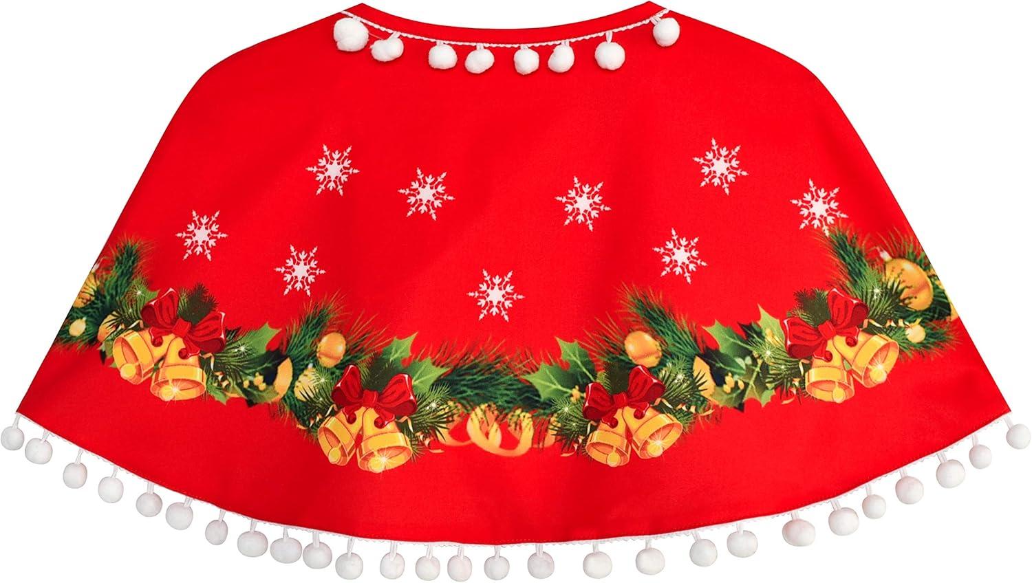 imageSunny Fashion Girls Dress Jingle Bell Red Cape Cloak Christmas New YearJingle Bell Red