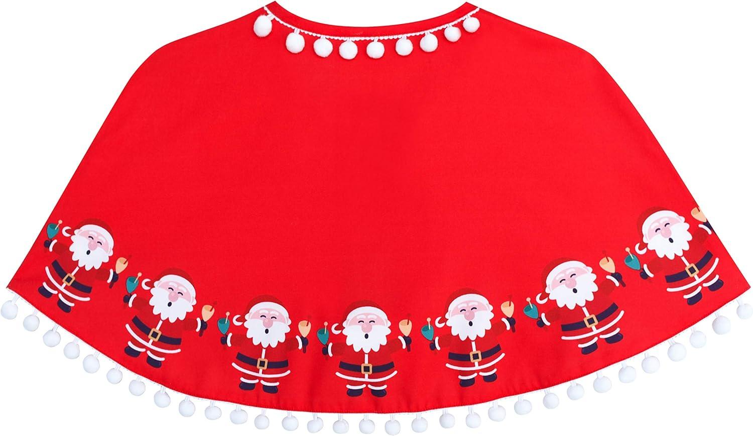 imageSunny Fashion Girls Dress Jingle Bell Red Cape Cloak Christmas New YearSanta Red