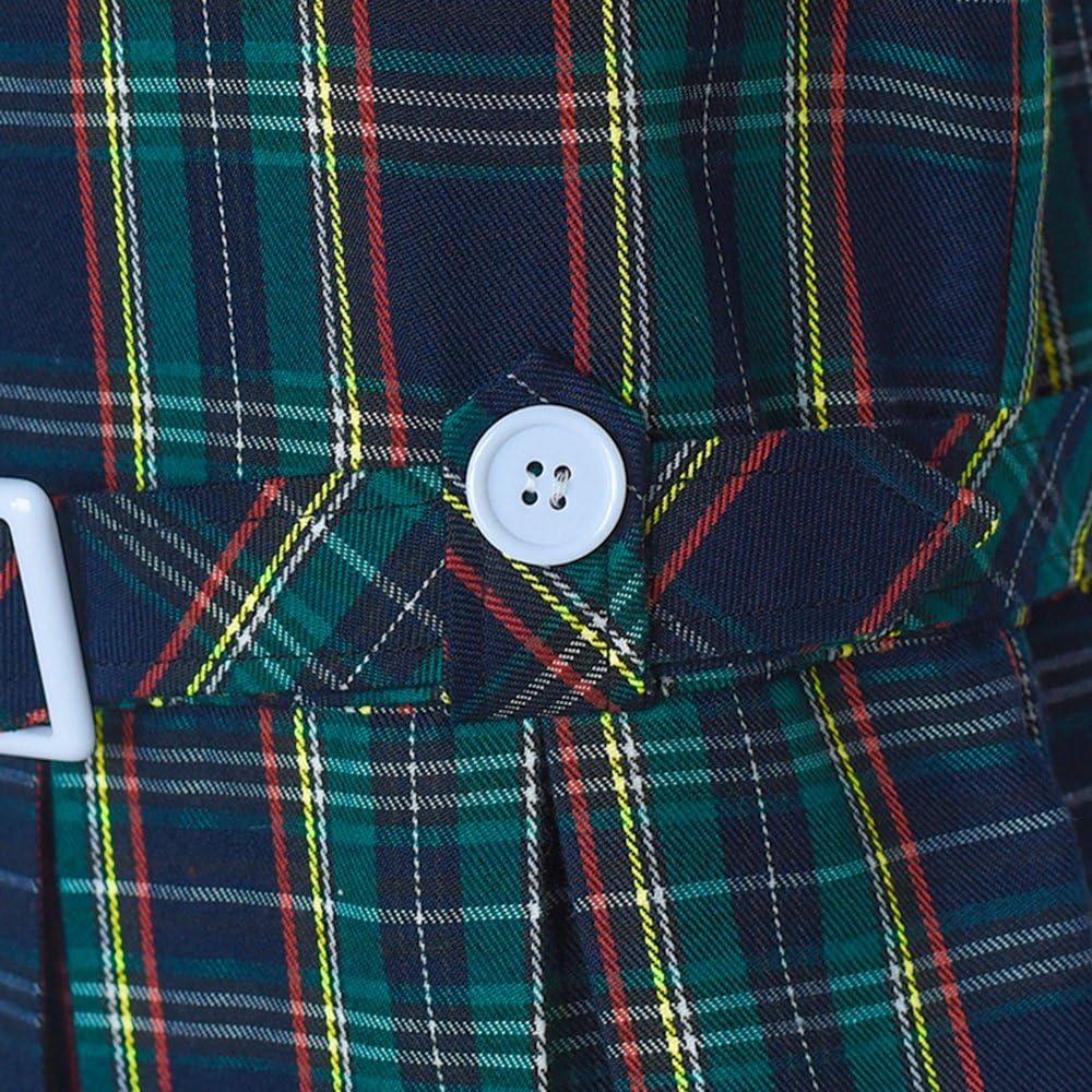 imageSunny Fashion Girls Dress Khaki Button Back School Pleated Hem Size 614Blue