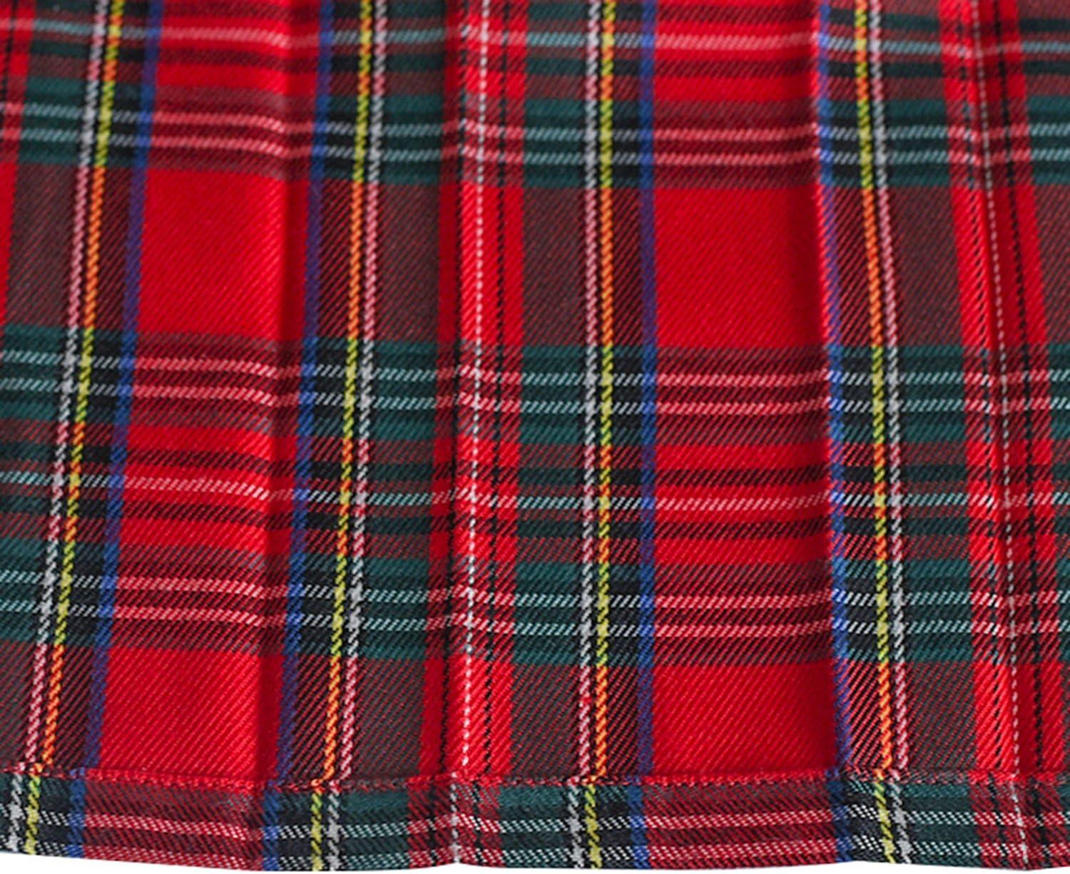 imageSunny Fashion Girls Dress Khaki Button Back School Pleated Hem Size 614Red