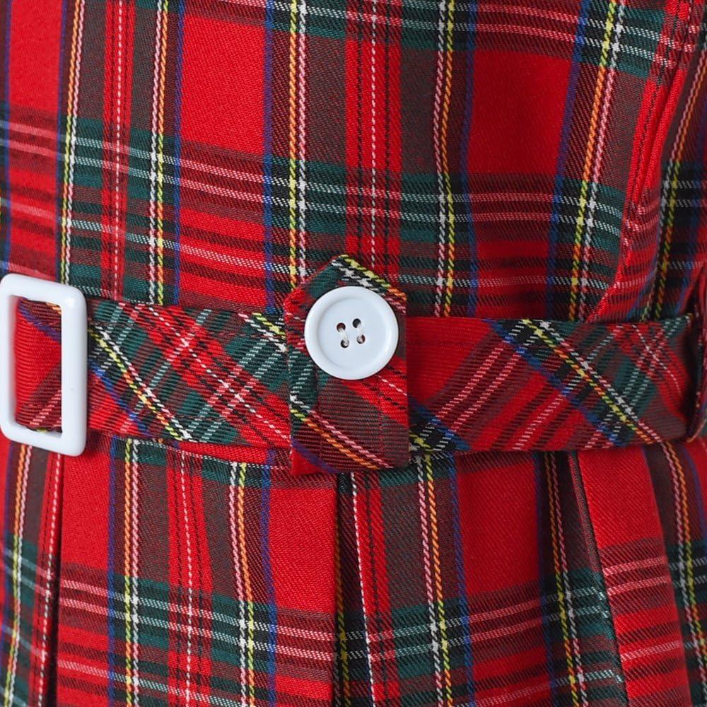 imageSunny Fashion Girls Dress Khaki Button Back School Pleated Hem Size 614Red