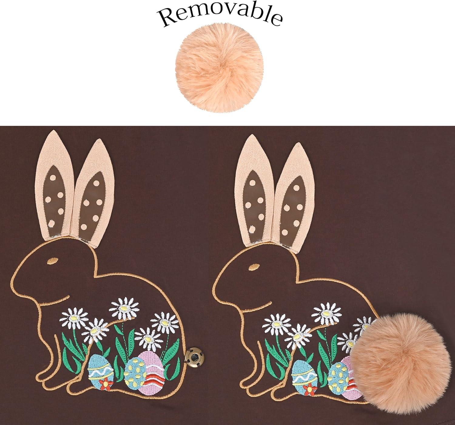 imageSunny Fashion Girls Dress Mermaid Princess Long Sleeve Pocket Casual CottonBrown Bunny