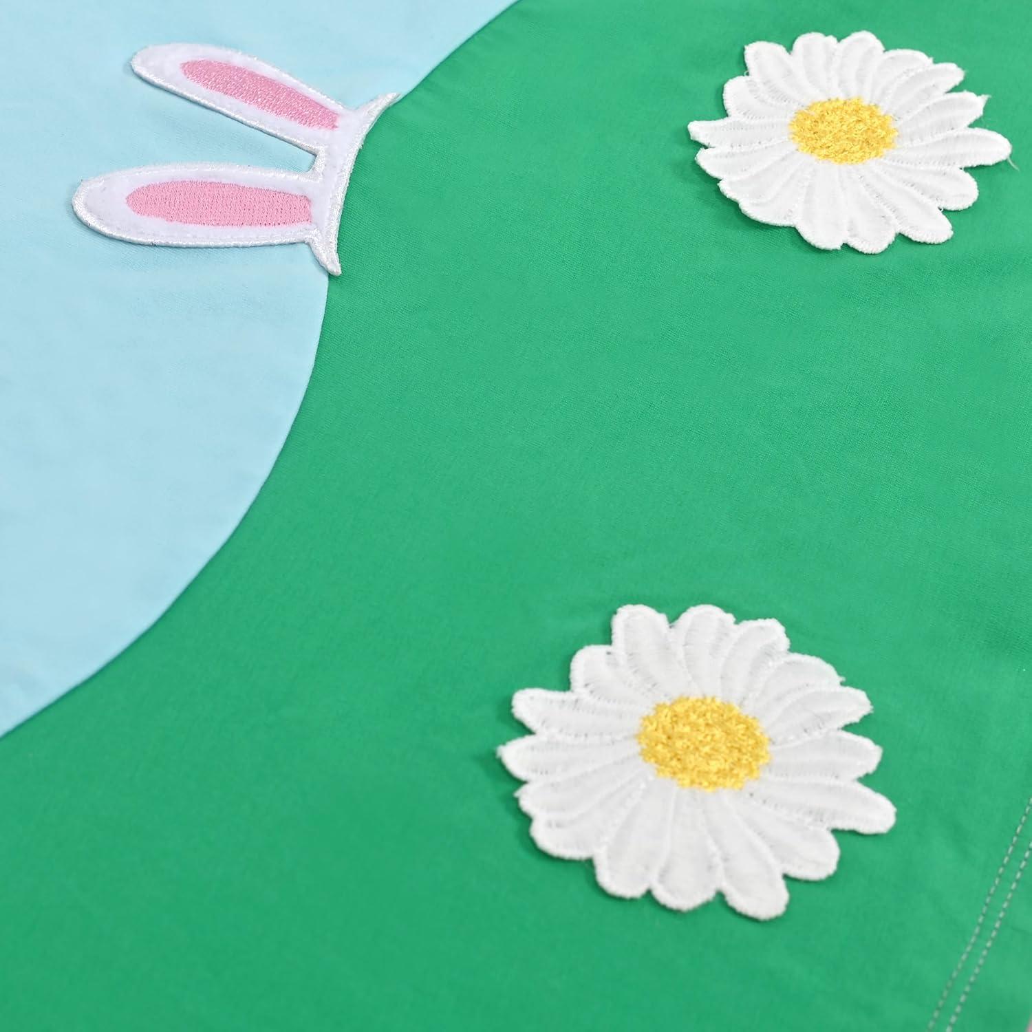 imageSunny Fashion Girls Dress Mermaid Princess Long Sleeve Pocket Casual CottonRainbow Bunny