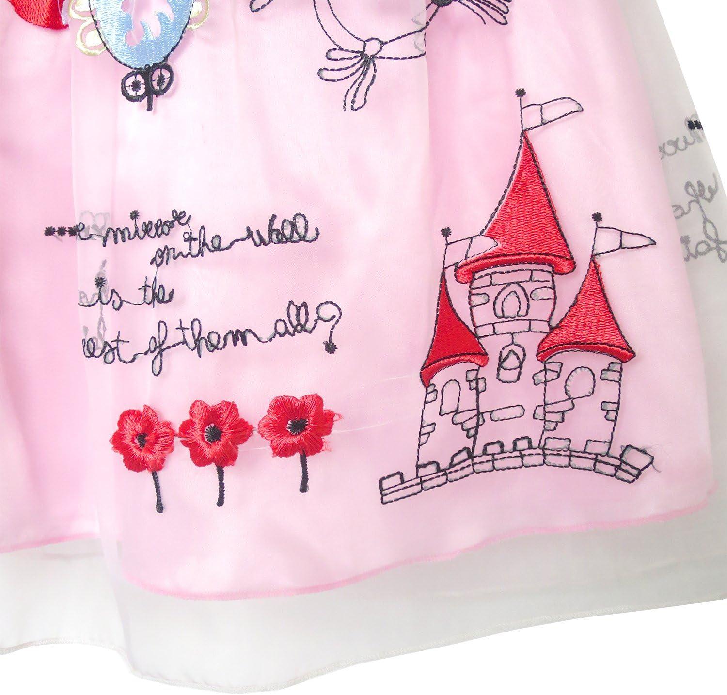 imageSunny Fashion Girls Dress Pink Cartoon Castle Princess Party Tulle Dress