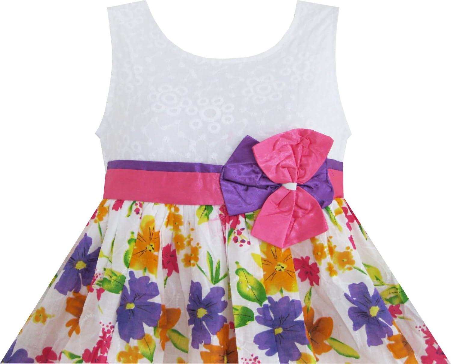 imageSunny Fashion Girls Dress Purple Pink Sundress Bow Tie