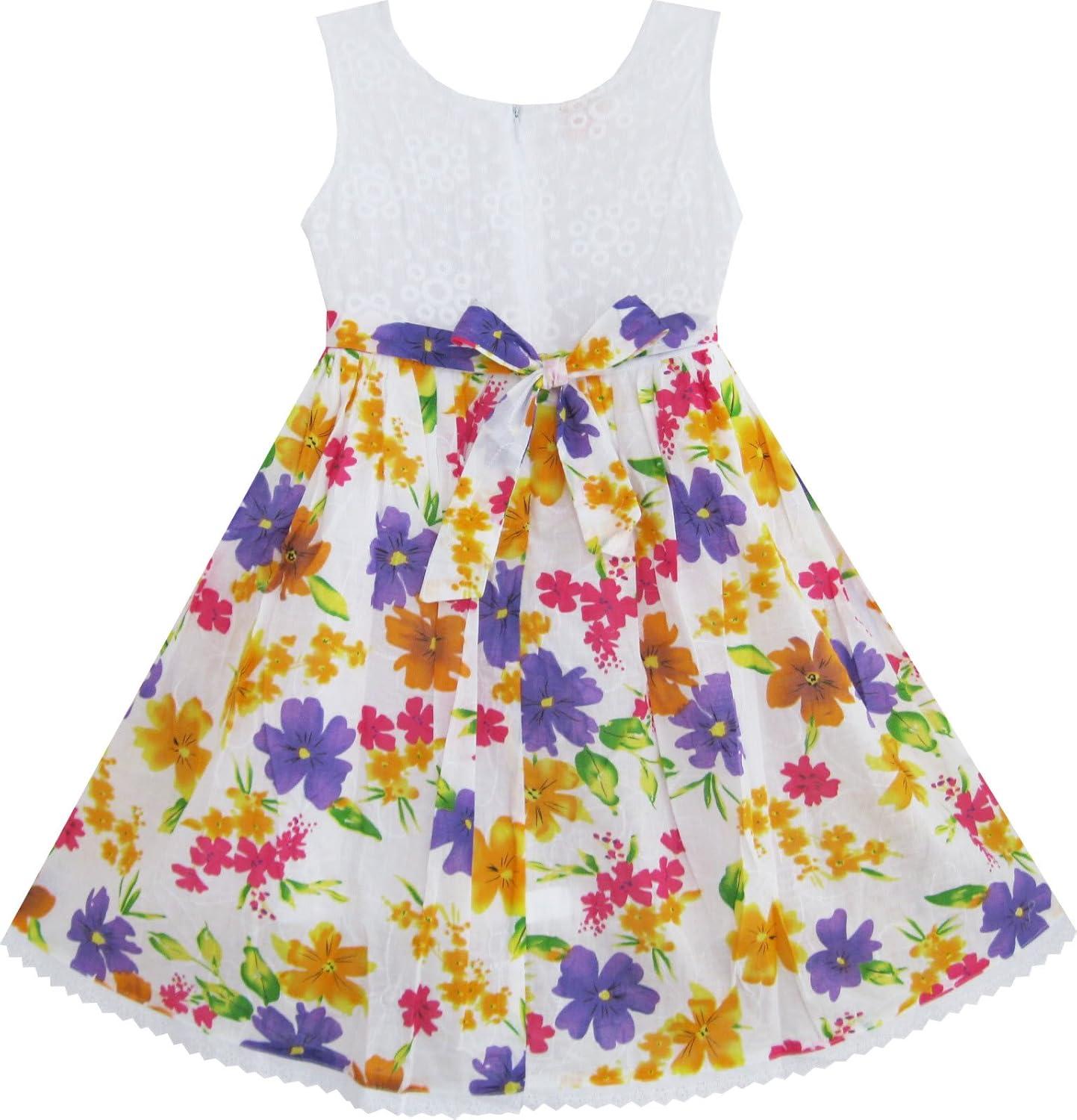 imageSunny Fashion Girls Dress Purple Pink Sundress Bow Tie