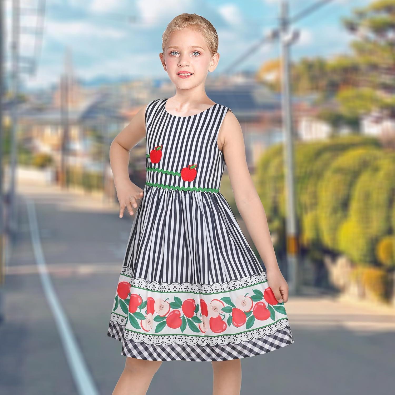 imageSunny Fashion Girls Dress Rose Flower Double Bow Tie Party SundressBlue Apple