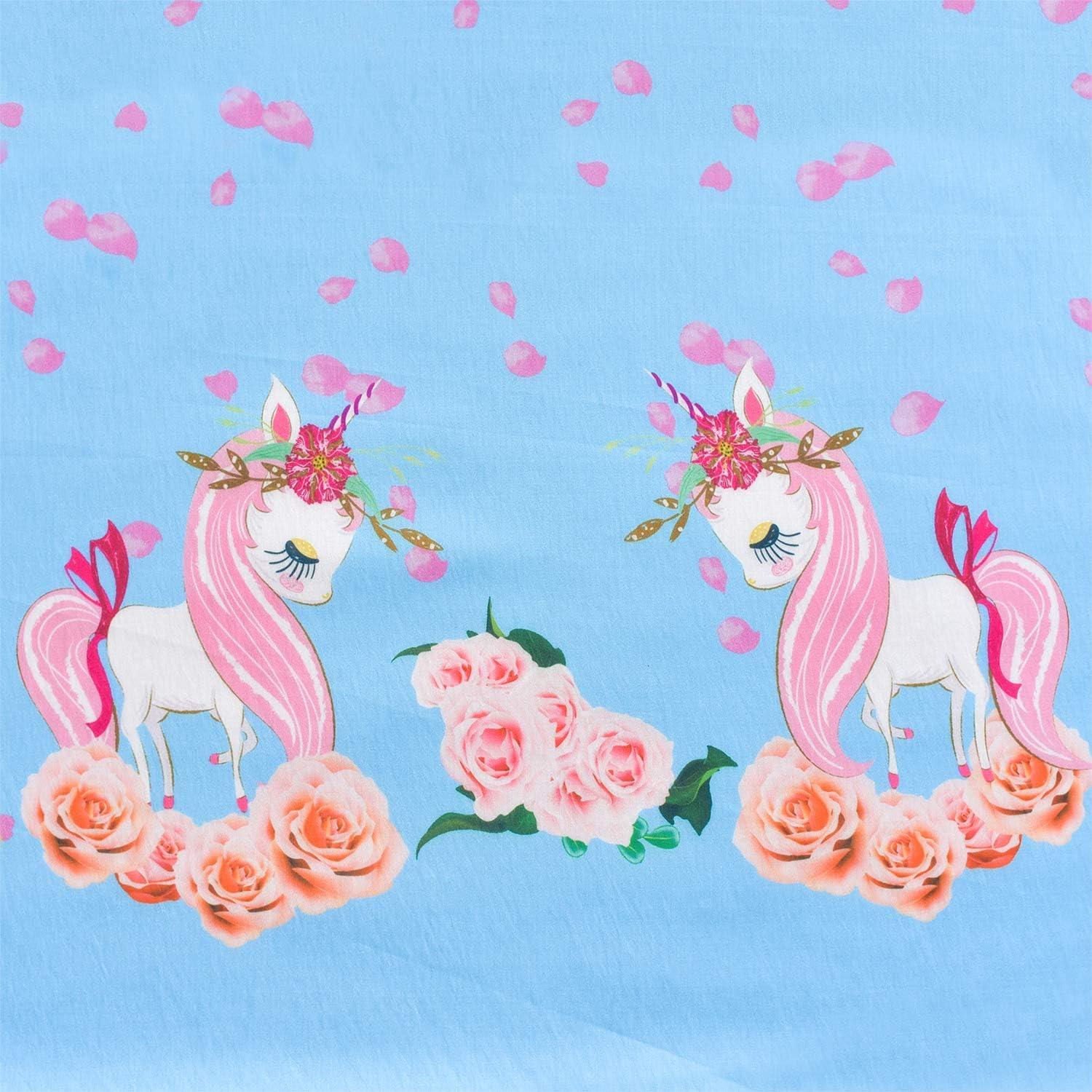 imageSunny Fashion Girls Dress Rose Flower Double Bow Tie Party SundressBlue Unicorn
