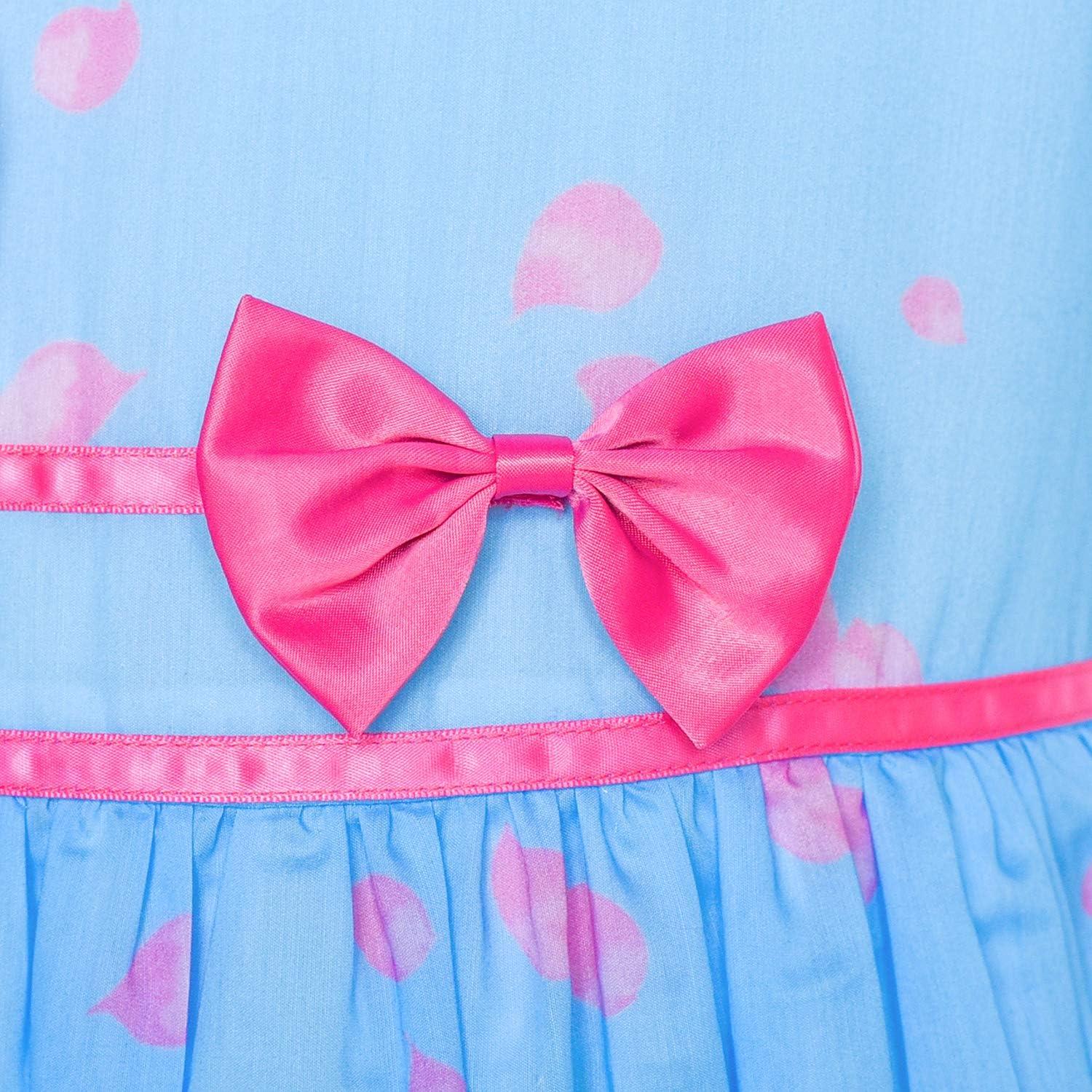 imageSunny Fashion Girls Dress Rose Flower Double Bow Tie Party SundressBlue Unicorn