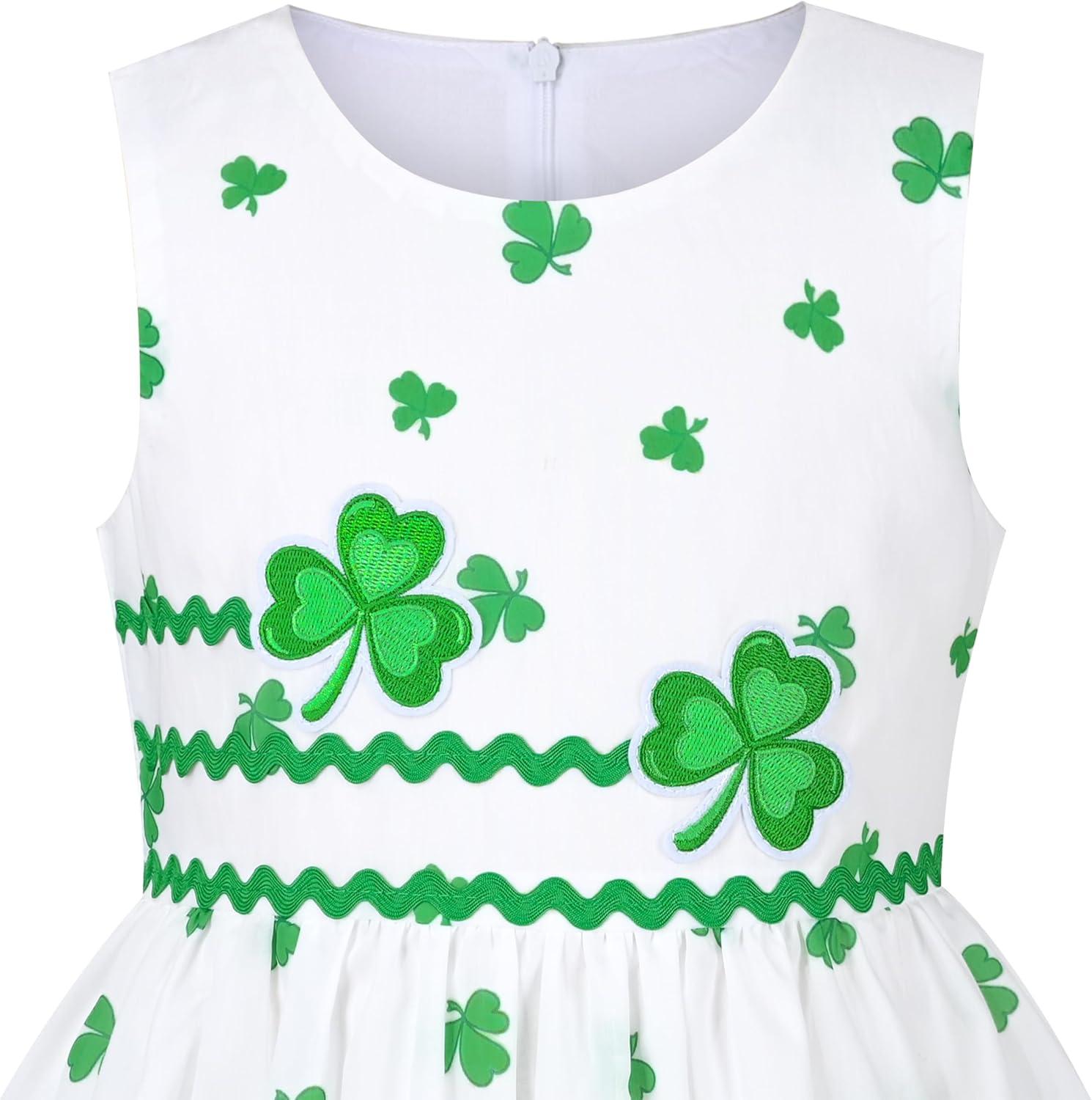 imageSunny Fashion Girls Dress Rose Flower Double Bow Tie Party SundressGreen Clover