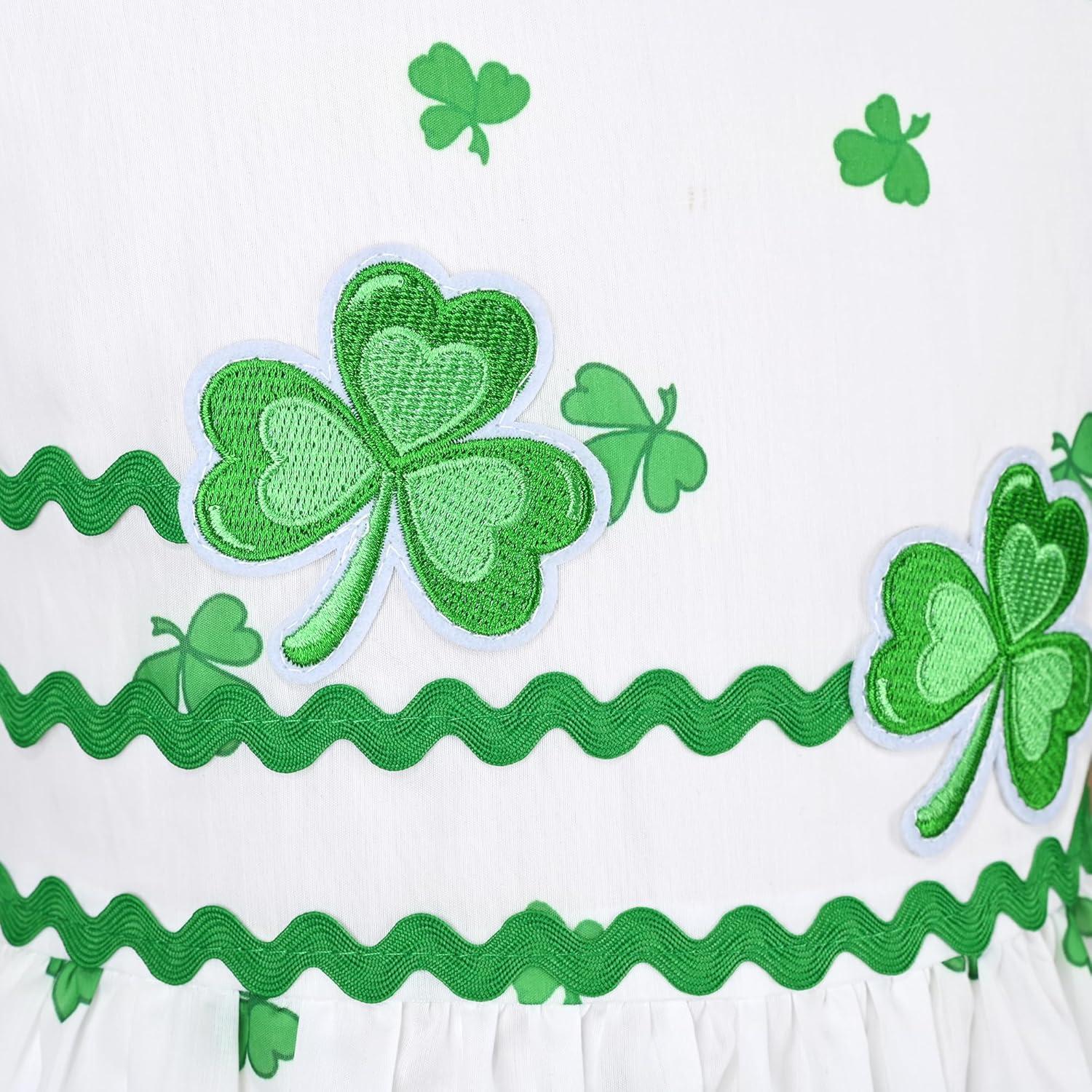 imageSunny Fashion Girls Dress Rose Flower Double Bow Tie Party SundressGreen Clover