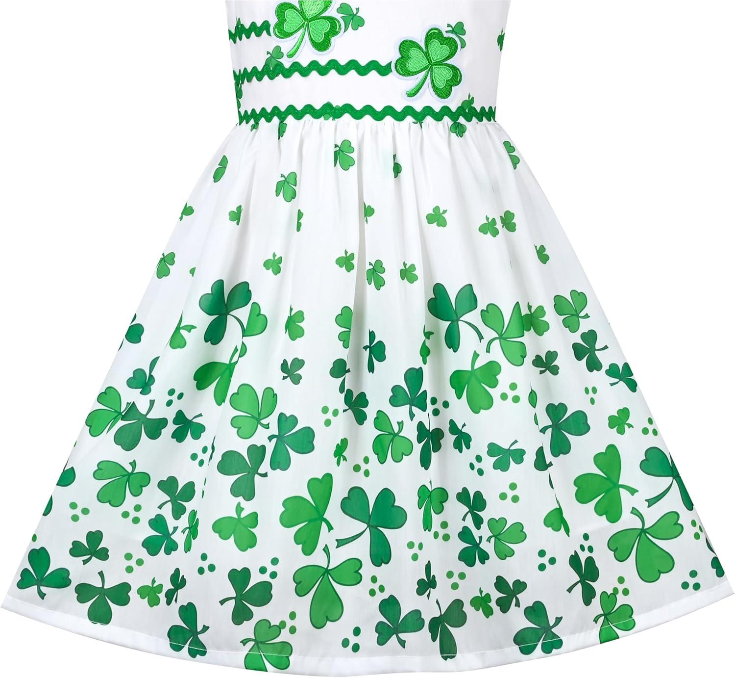 imageSunny Fashion Girls Dress Rose Flower Double Bow Tie Party SundressGreen Clover