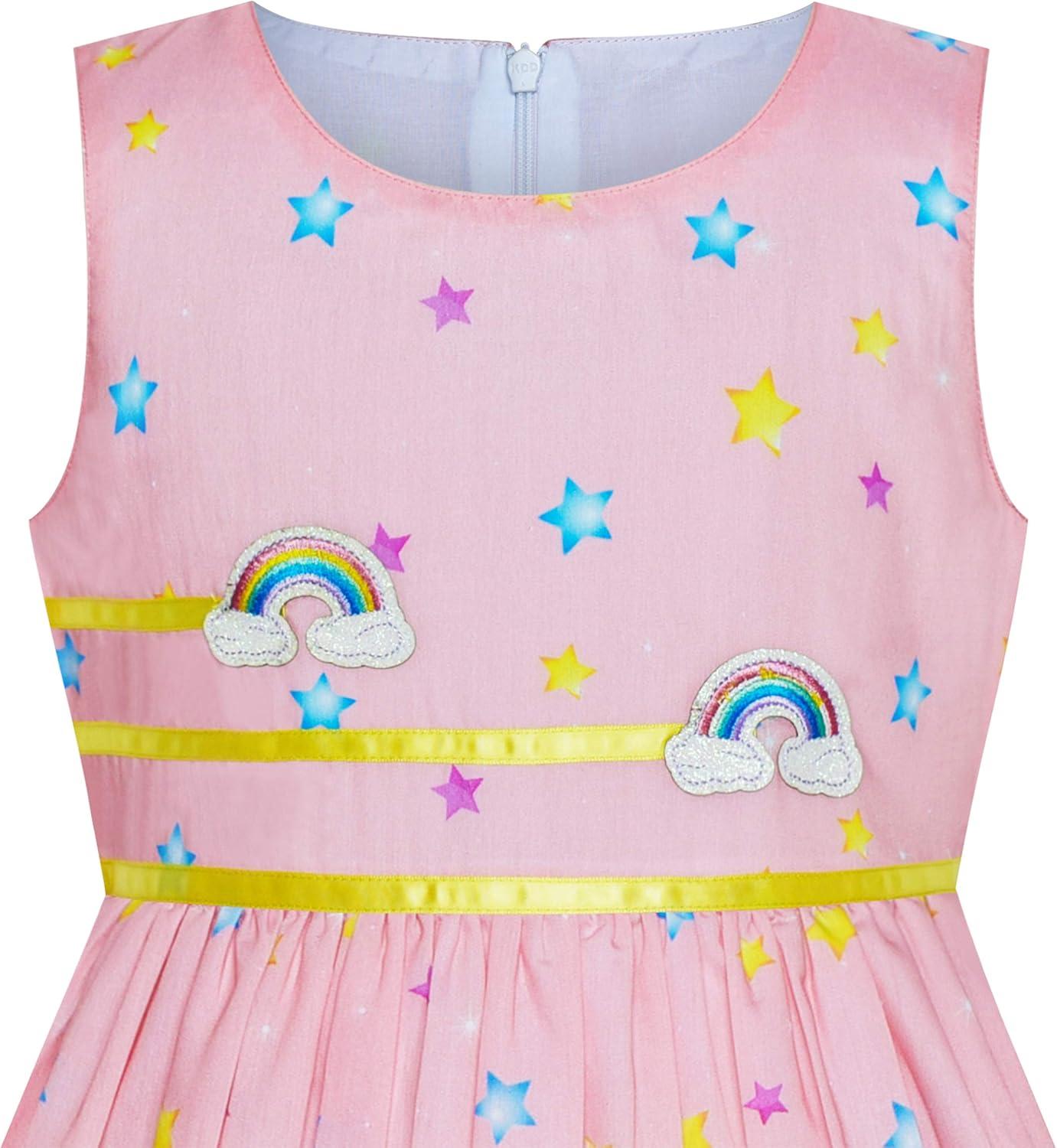 imageSunny Fashion Girls Dress Rose Flower Double Bow Tie Party SundressLight Pink