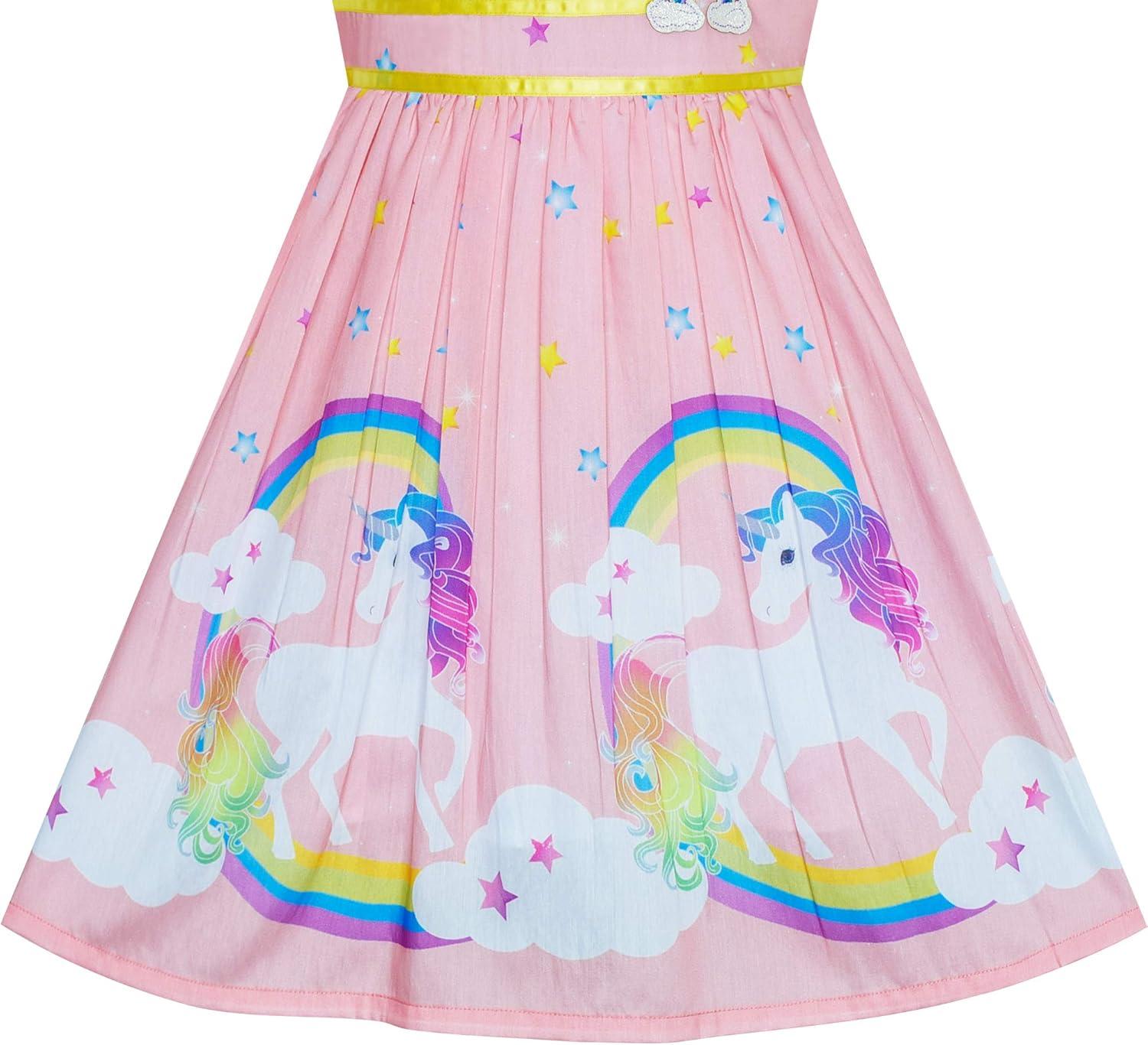 imageSunny Fashion Girls Dress Rose Flower Double Bow Tie Party SundressLight Pink