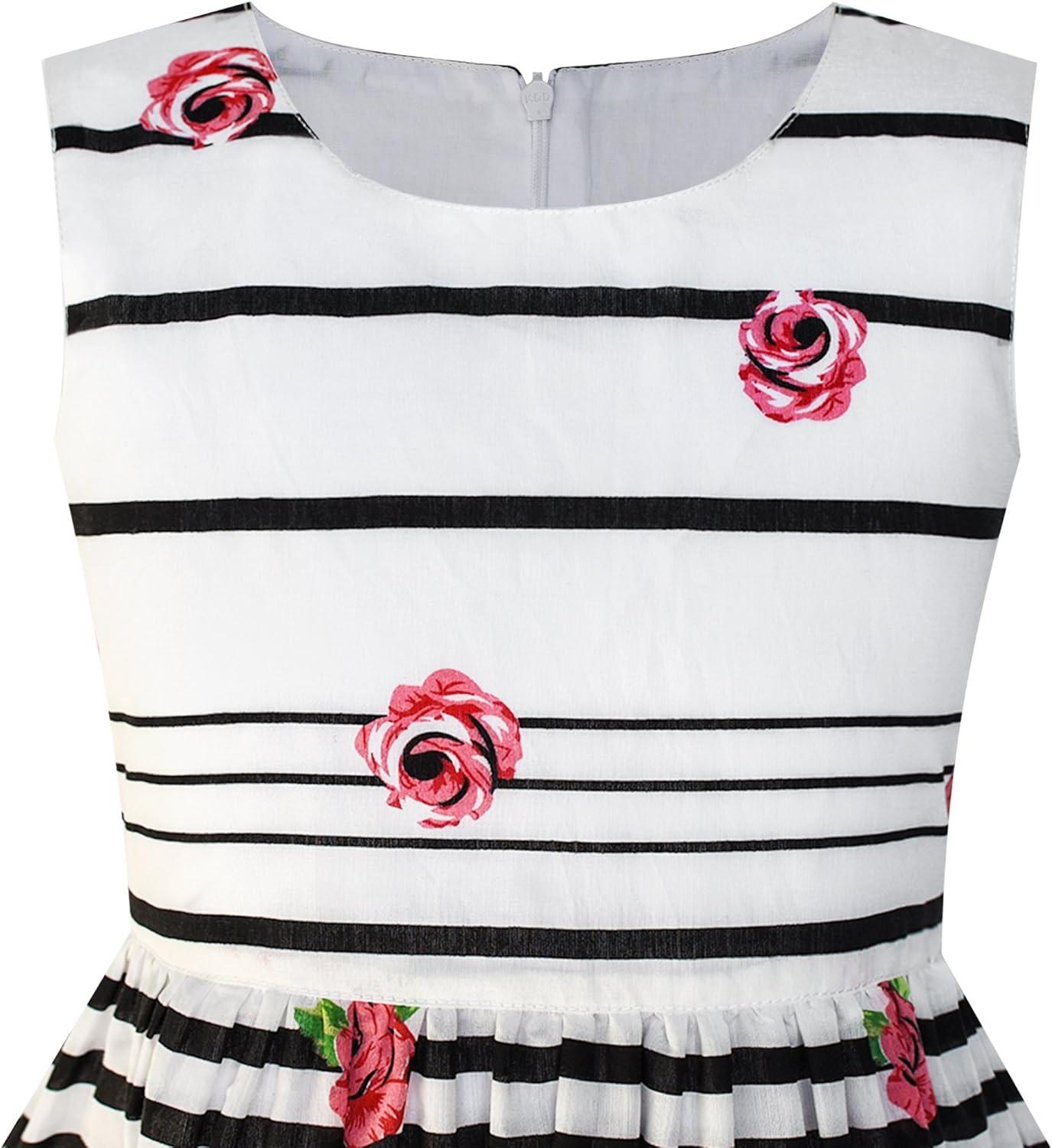 imageSunny Fashion Girls Dress Rose Flower Double Bow Tie Party SundressMulticolor