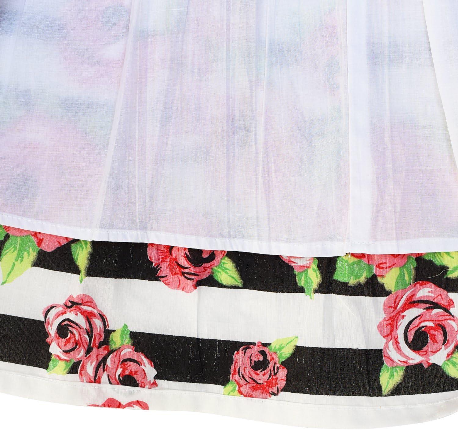 imageSunny Fashion Girls Dress Rose Flower Double Bow Tie Party SundressMulticolor