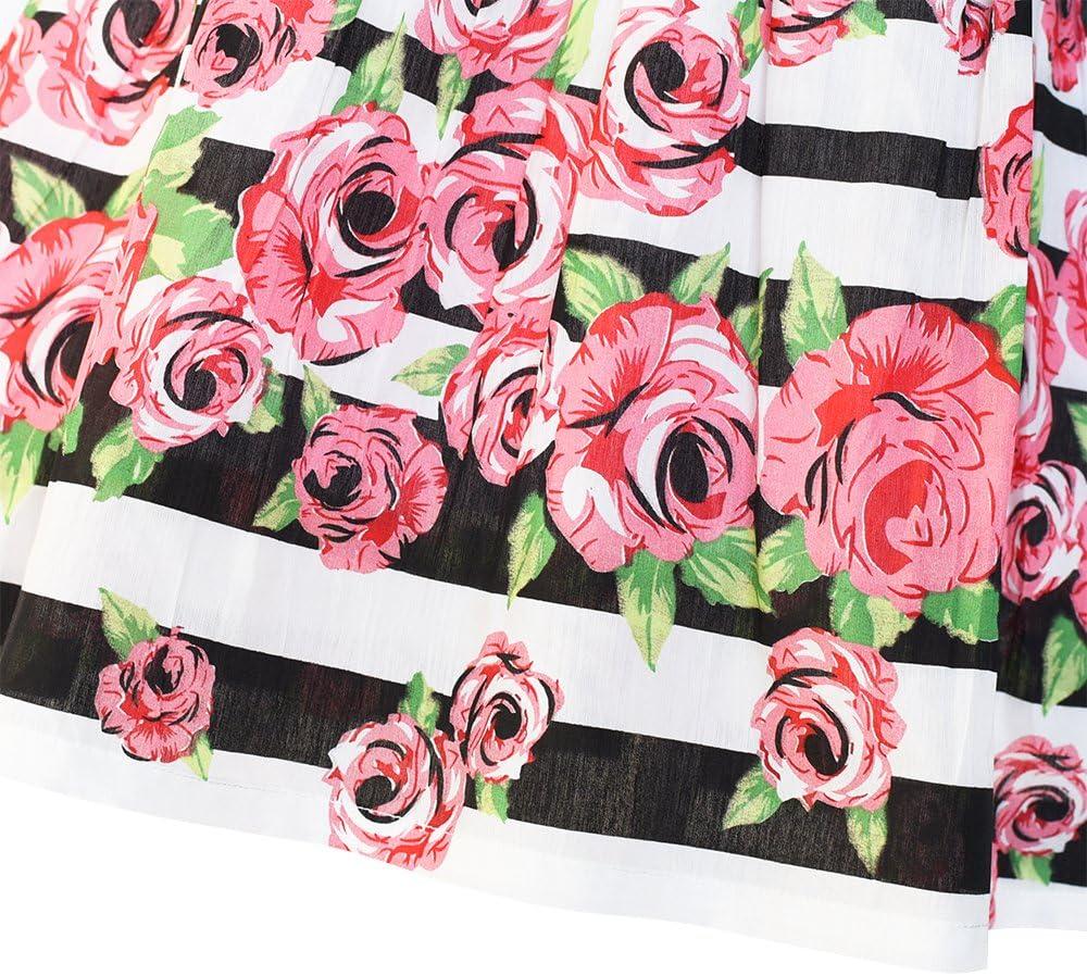 imageSunny Fashion Girls Dress Rose Flower Double Bow Tie Party SundressMulticolor