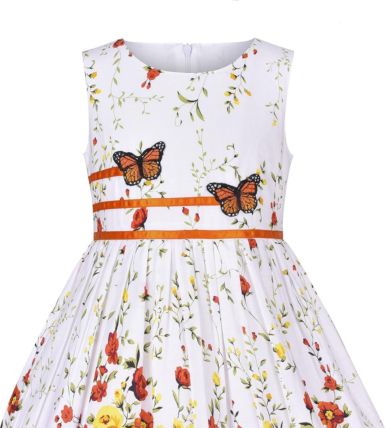 imageSunny Fashion Girls Dress Rose Flower Double Bow Tie Party SundressOrange