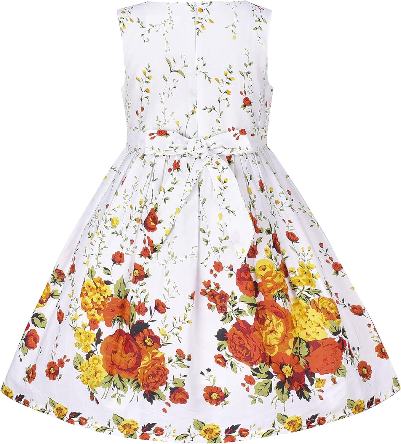 imageSunny Fashion Girls Dress Rose Flower Double Bow Tie Party SundressOrange