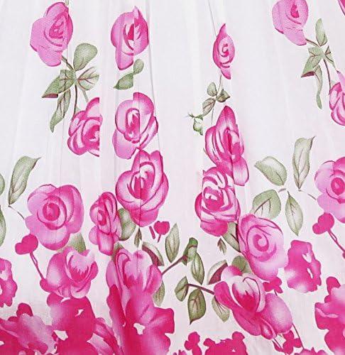 imageSunny Fashion Girls Dress Rose Flower Double Bow Tie Party SundressPink