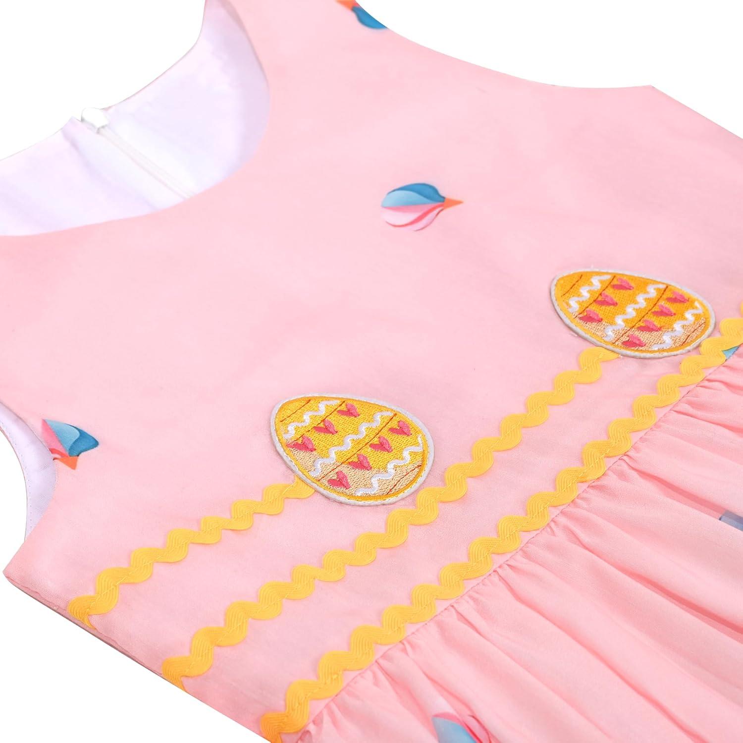 imageSunny Fashion Girls Dress Rose Flower Double Bow Tie Party SundressPink Ballon