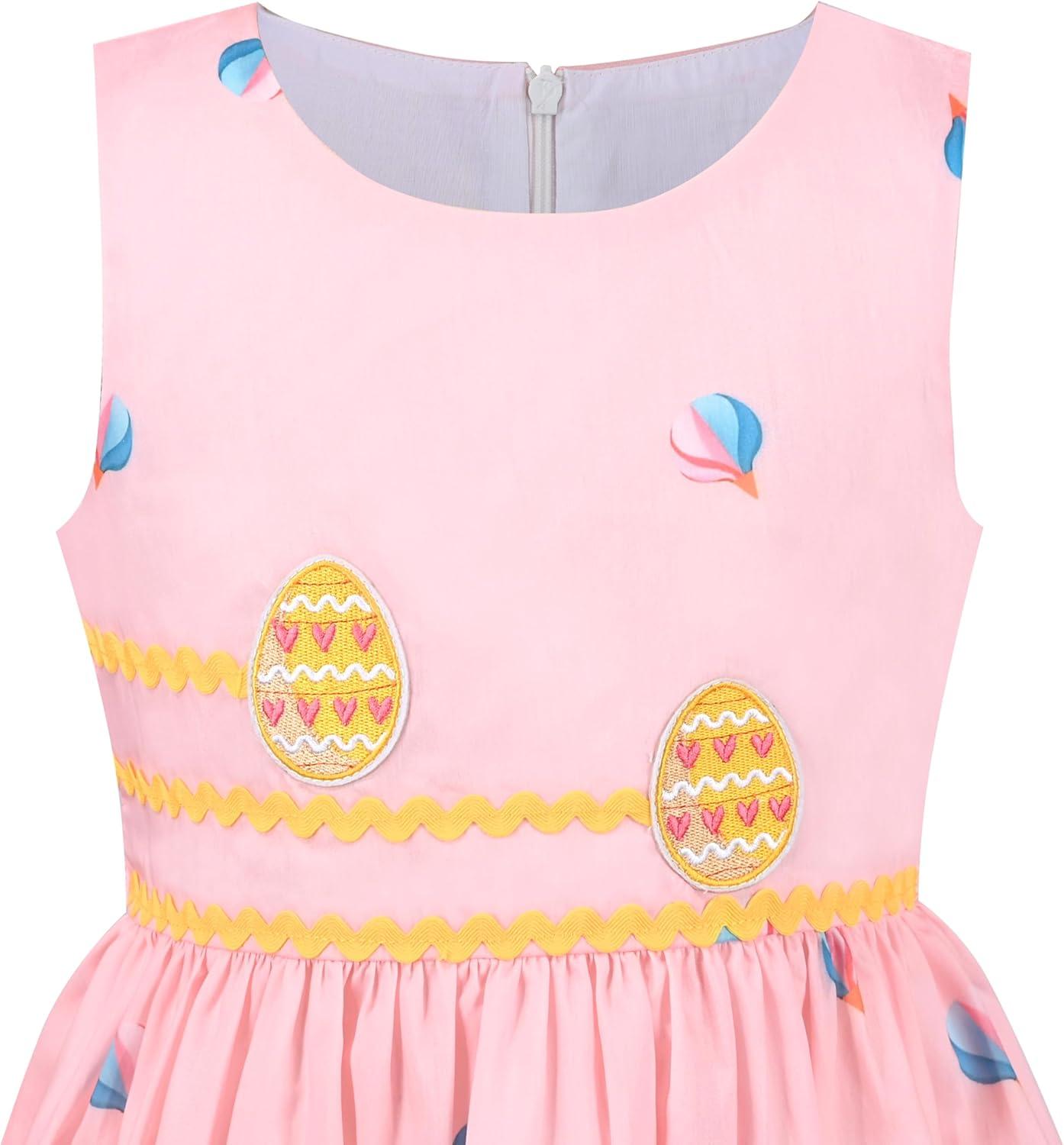 imageSunny Fashion Girls Dress Rose Flower Double Bow Tie Party SundressPink Ballon