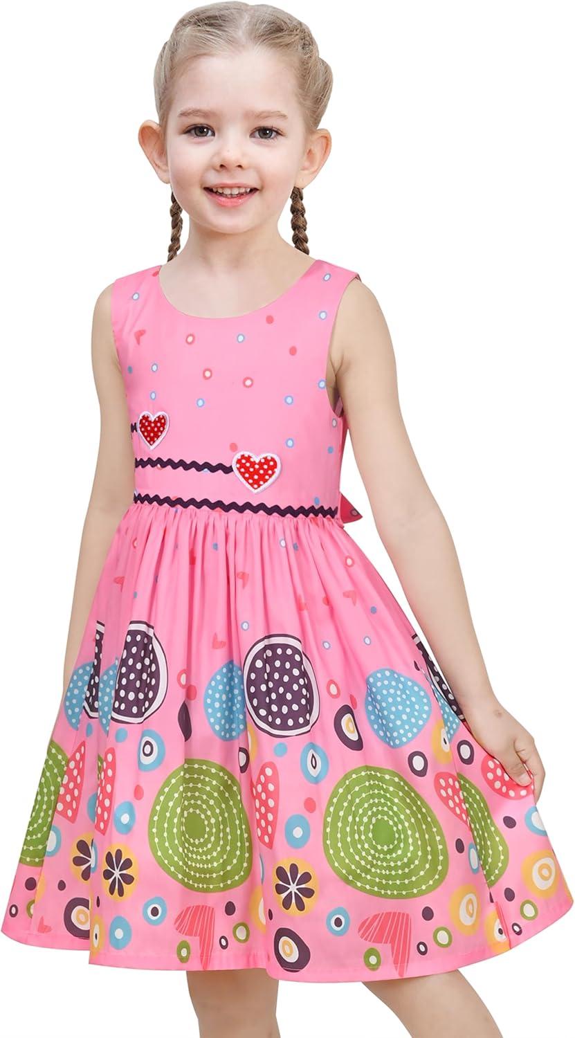imageSunny Fashion Girls Dress Rose Flower Double Bow Tie Party SundressPink Green