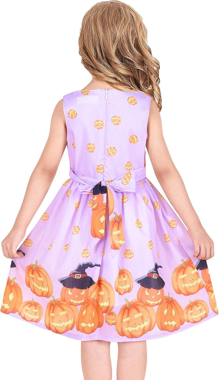 imageSunny Fashion Girls Dress Rose Flower Double Bow Tie Party SundressPurple Pumpkin