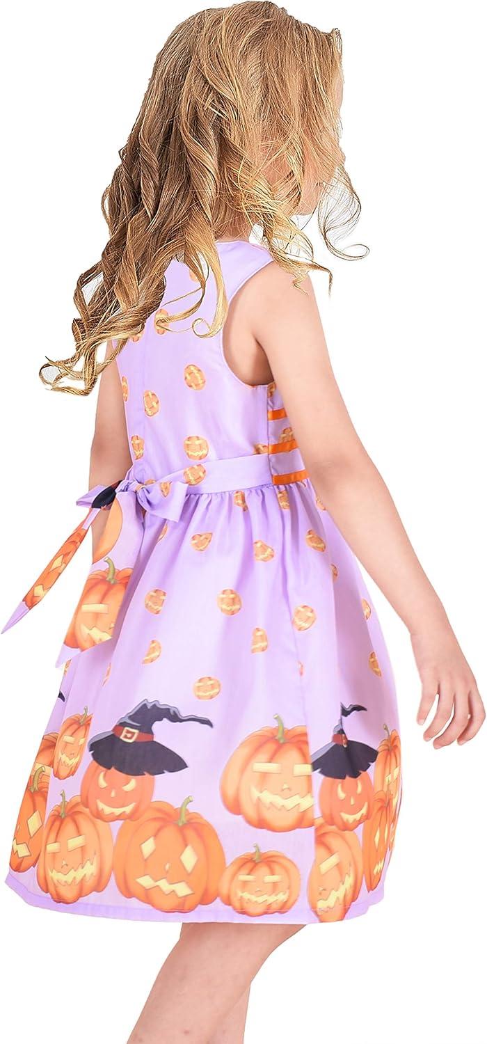 imageSunny Fashion Girls Dress Rose Flower Double Bow Tie Party SundressPurple Pumpkin