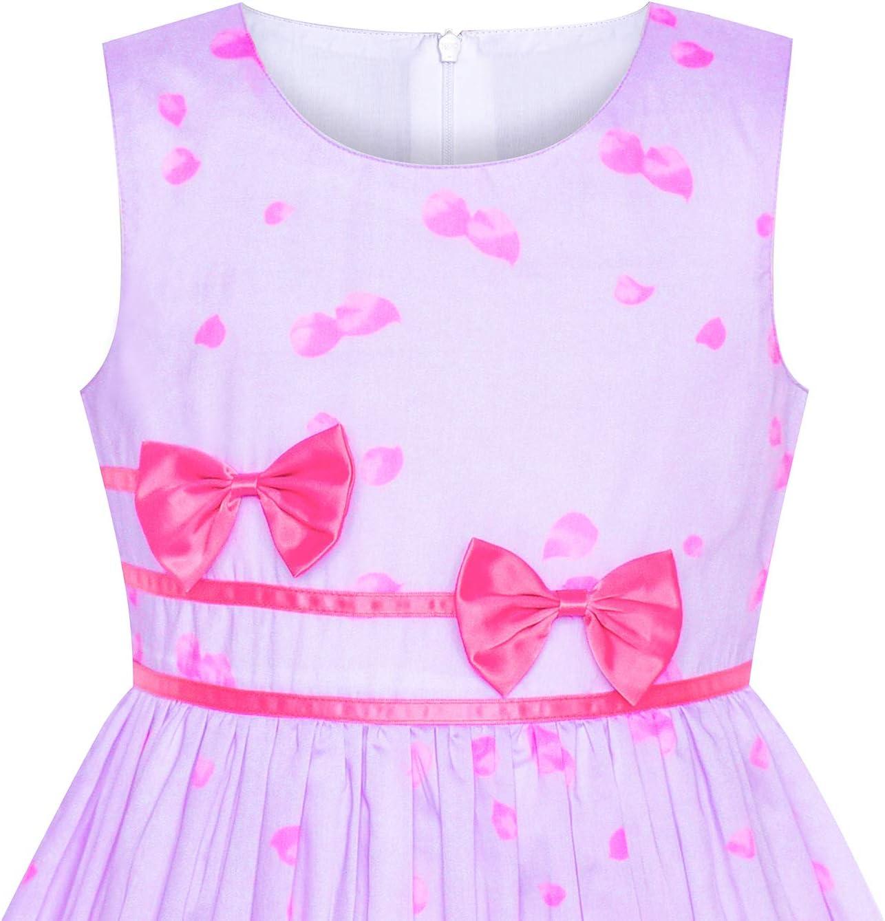 imageSunny Fashion Girls Dress Rose Flower Double Bow Tie Party SundressPurple Unicorn