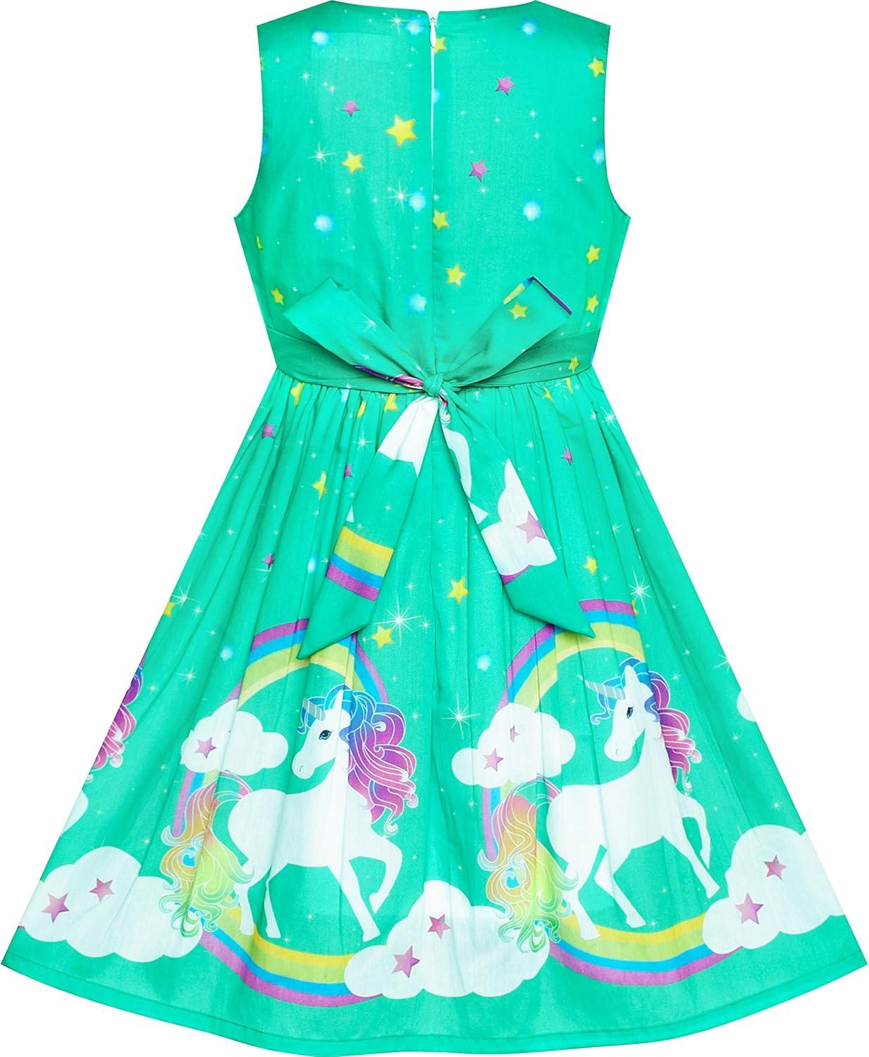 imageSunny Fashion Girls Dress Rose Flower Double Bow Tie Party SundressTurquoise