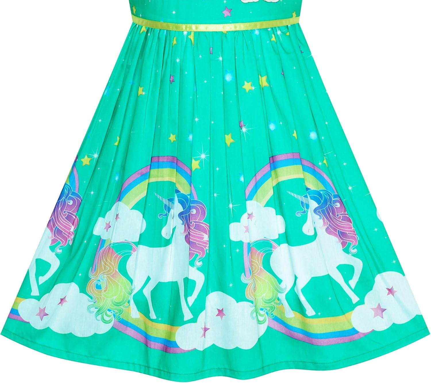 imageSunny Fashion Girls Dress Rose Flower Double Bow Tie Party SundressTurquoise