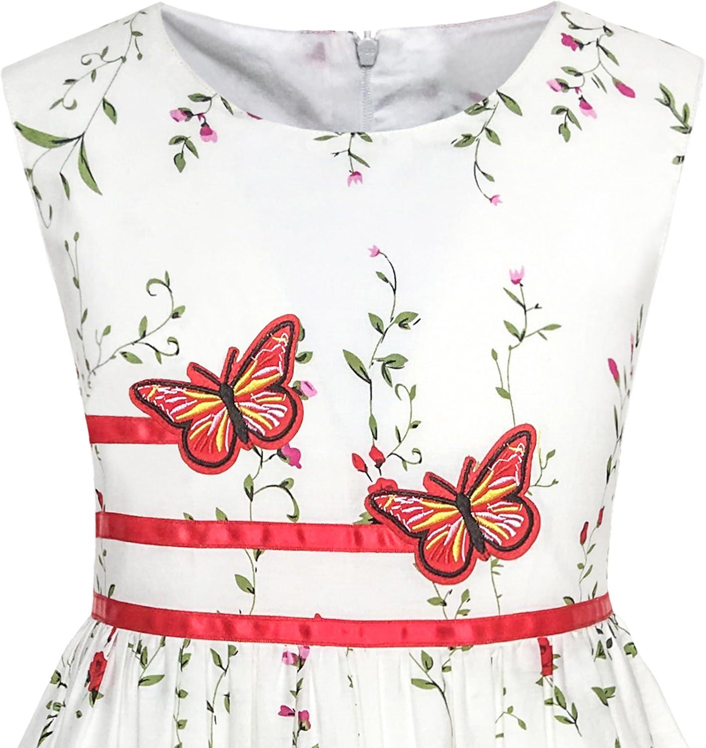 imageSunny Fashion Girls Dress Rose Flower Double Bow Tie Party SundressWhite