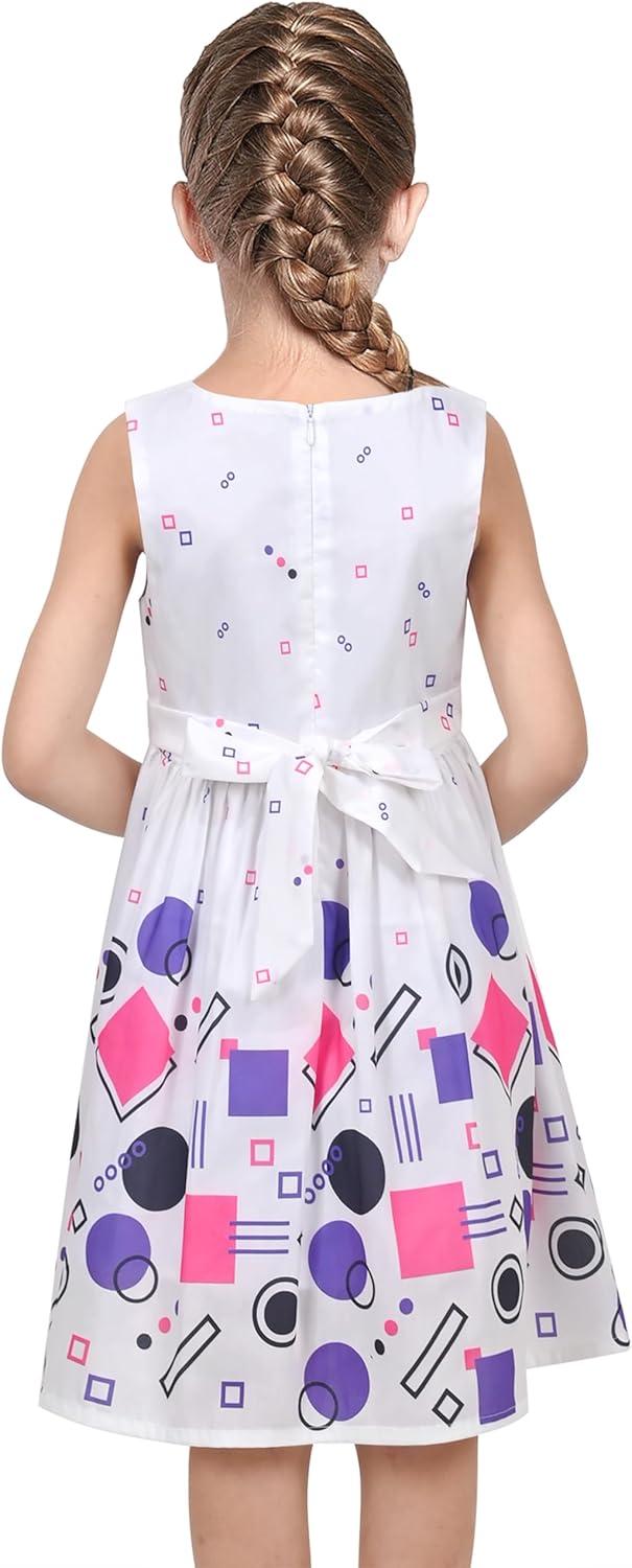 imageSunny Fashion Girls Dress Rose Flower Double Bow Tie Party SundressWhite Purple
