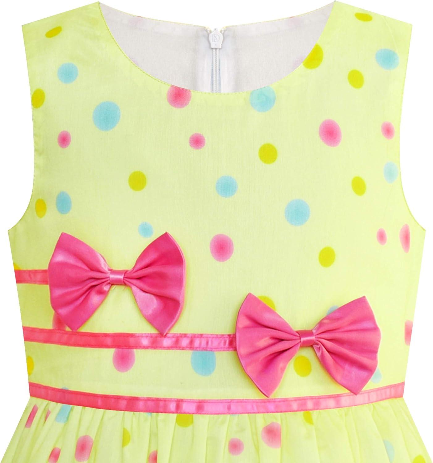 imageSunny Fashion Girls Dress Rose Flower Double Bow Tie Party SundressYellow Mermaid