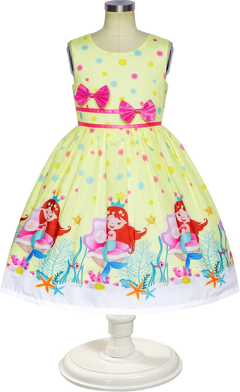 imageSunny Fashion Girls Dress Rose Flower Double Bow Tie Party SundressYellow Mermaid