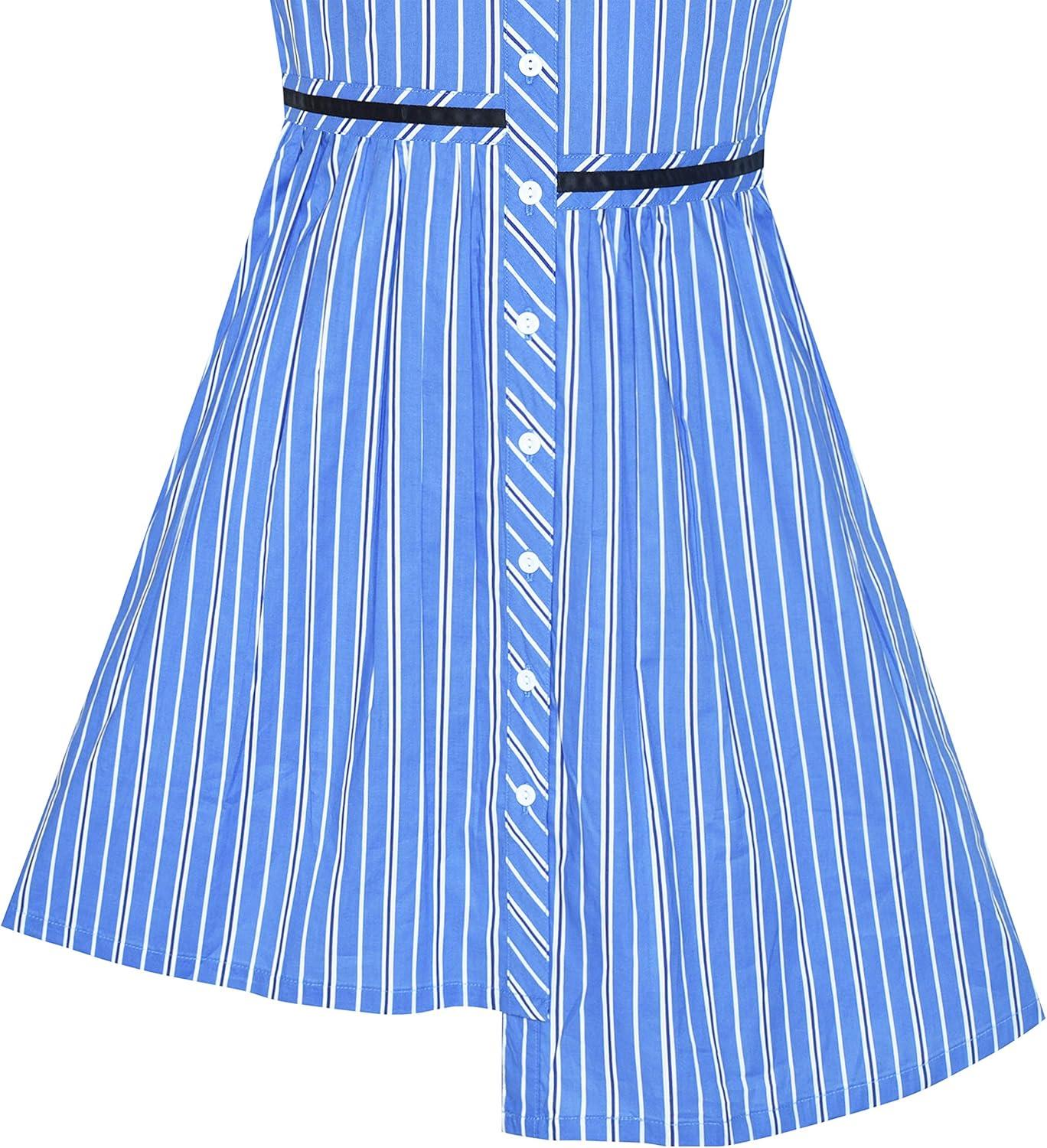 imageSunny Fashion Girls Dress School Uniform Letter Print Sleeveless Ruffle DressBlue Asymmetric