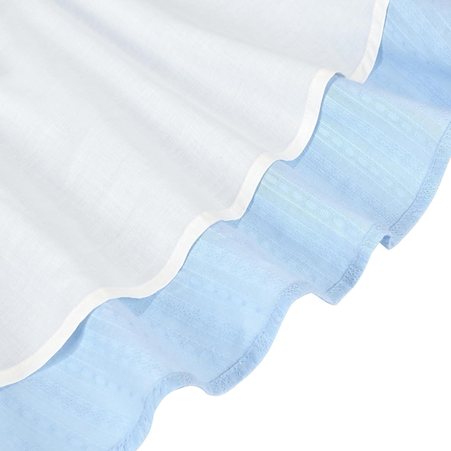 imageSunny Fashion Girls Dress School Uniform Letter Print Sleeveless Ruffle DressSky Blue