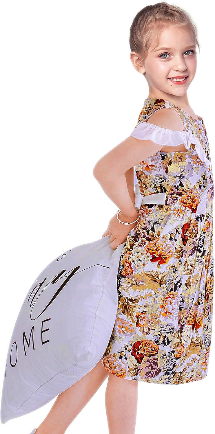 imageSunny Fashion Girls Dress Vintage Floral Cold Shoulder Summer Sundress Size 612