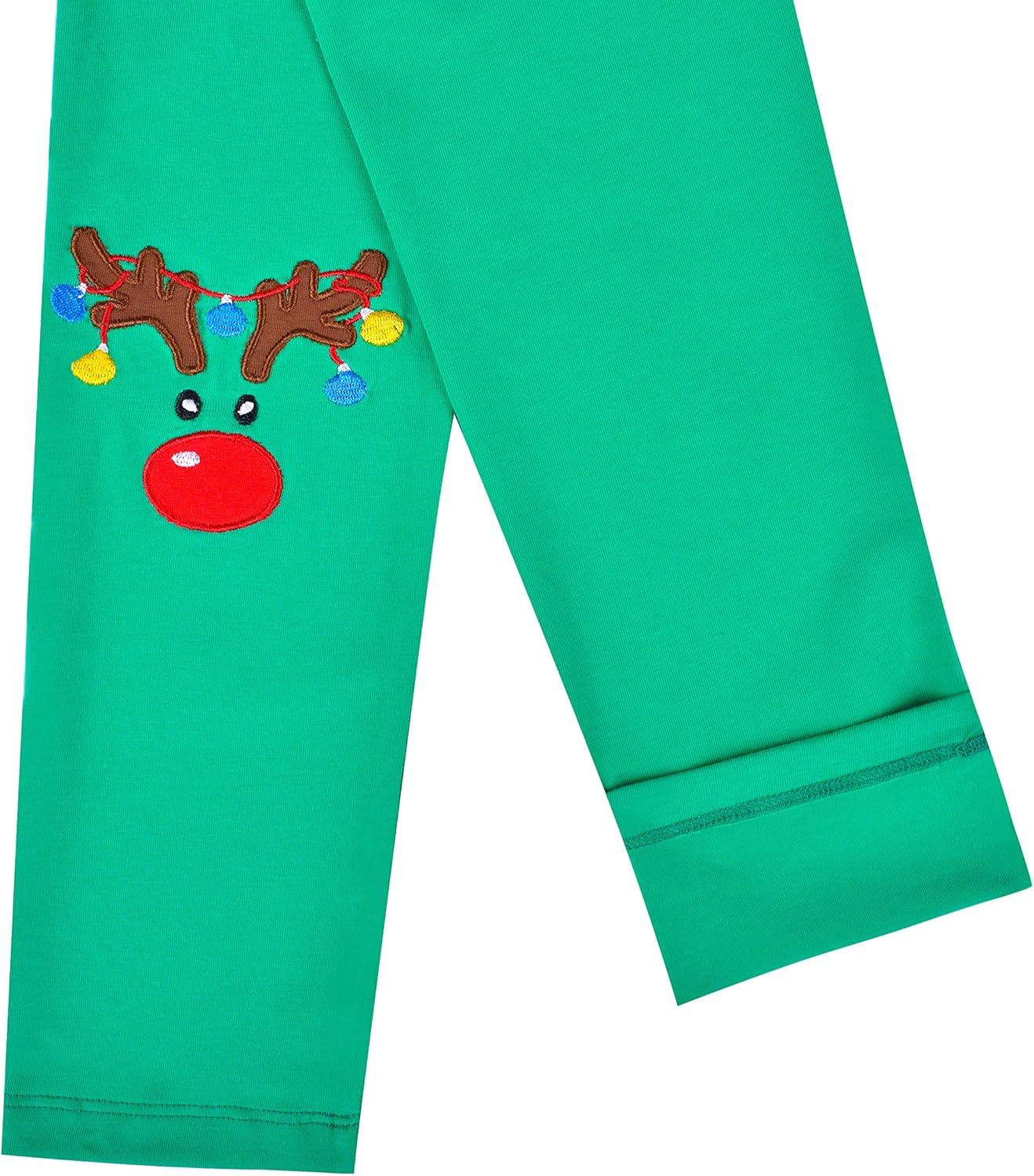 imageSunny Fashion Girls Pants 3Pack Cotton Leggings Lace Stretchy Kids ToddlerReindeer Bird